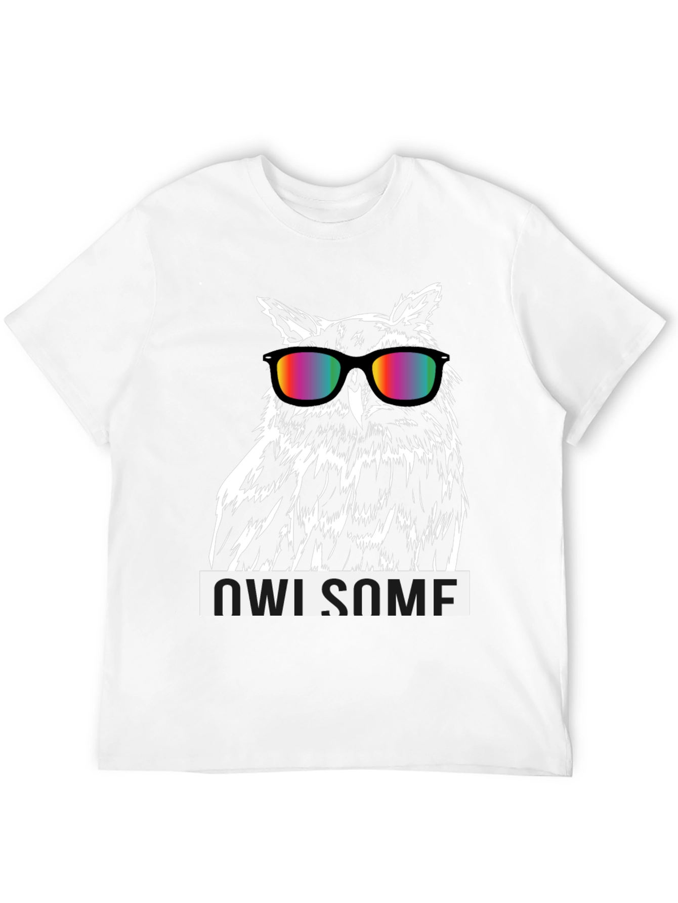 Owl-some Graphic Tee - Cool Owl with Rainbow Glasses