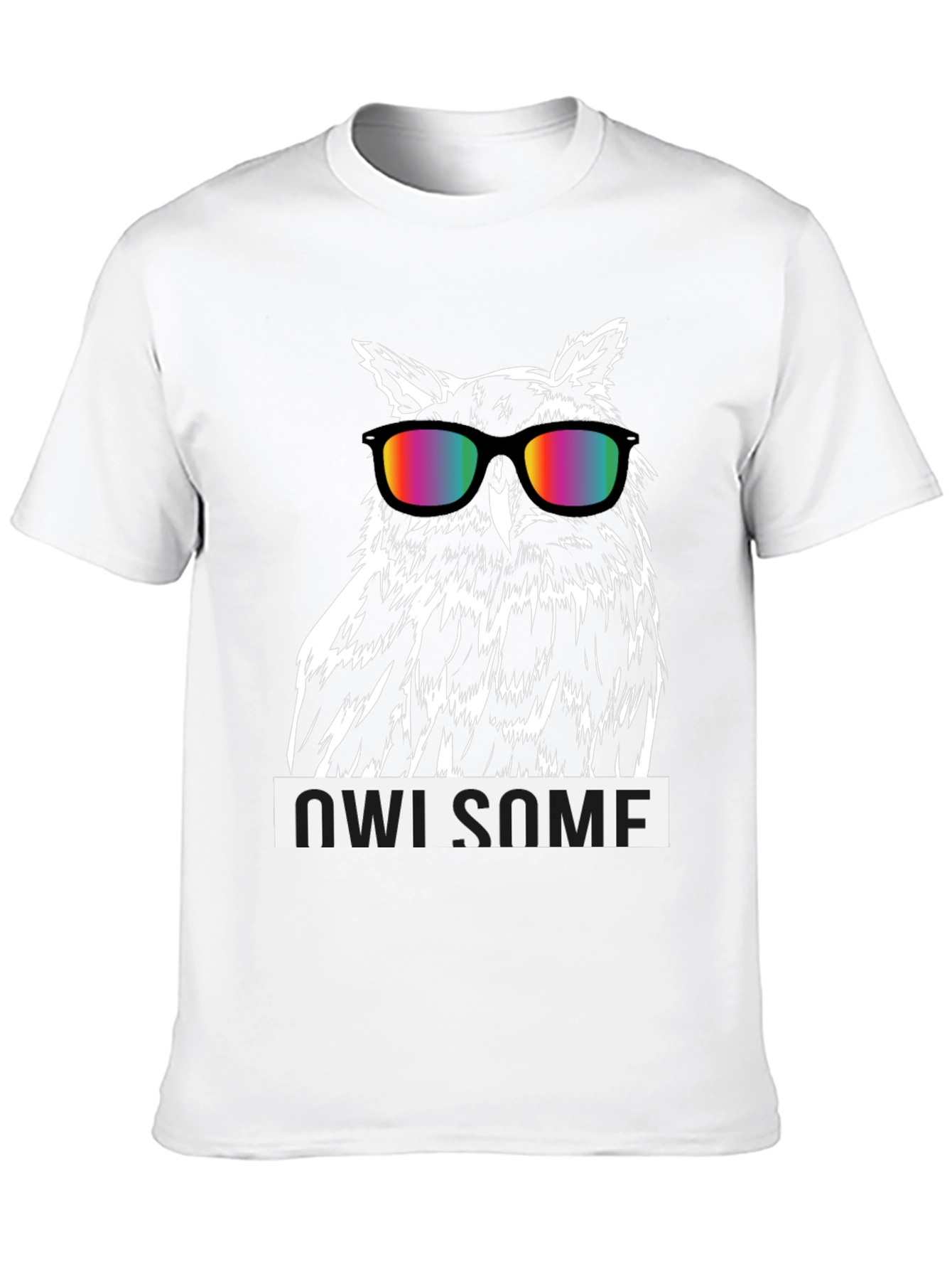 Owl-some Graphic Tee - Cool Owl with Rainbow Glasses