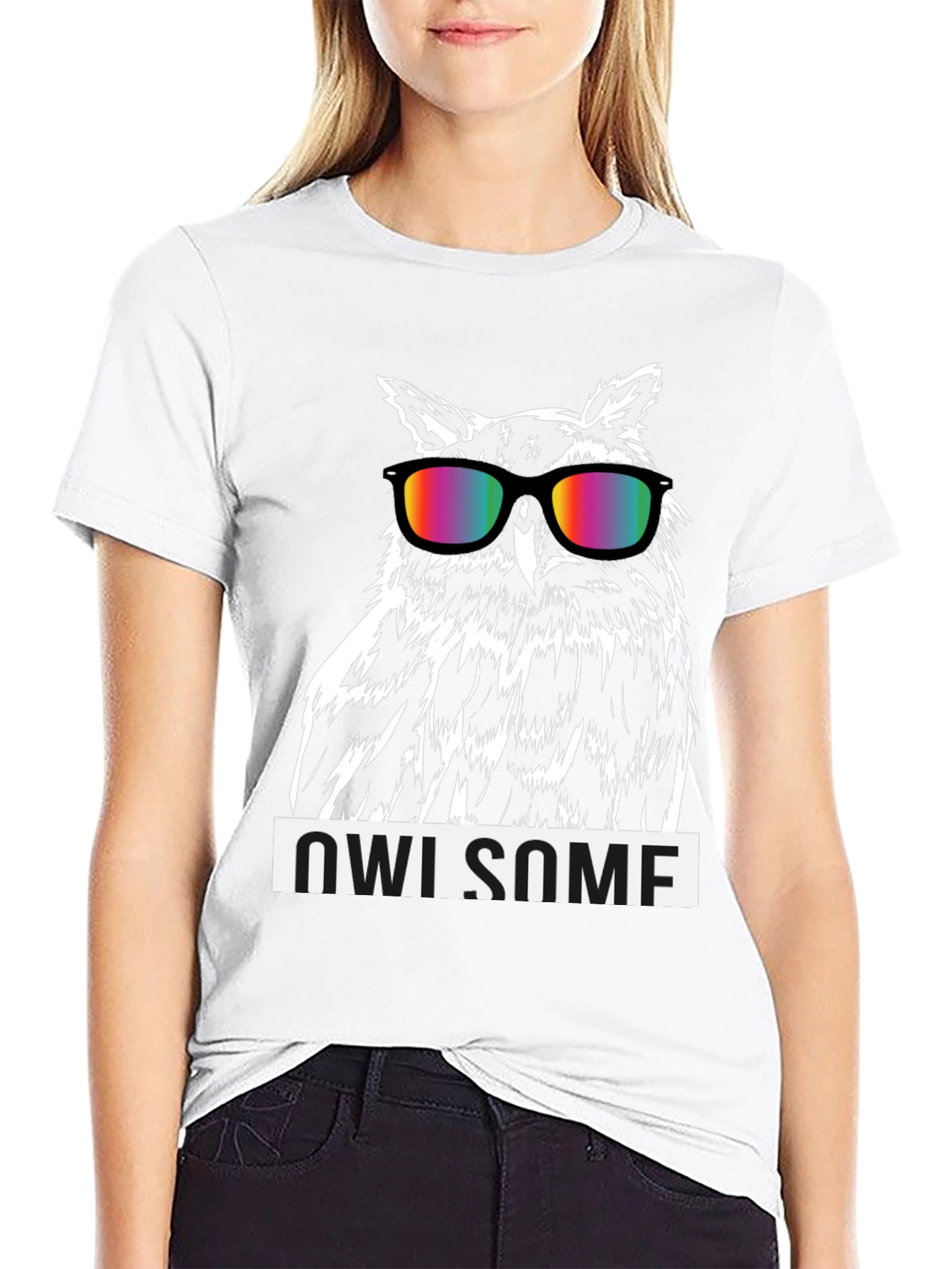 Owl-some Graphic Tee - Cool Owl with Rainbow Glasses