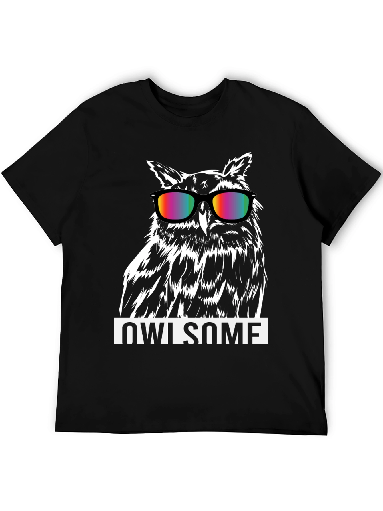 Owl-some Graphic Tee - Cool Owl with Rainbow Glasses