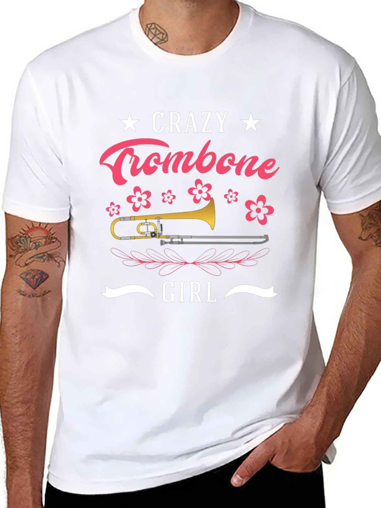 Crazy Trombone Girl Black T-Shirt