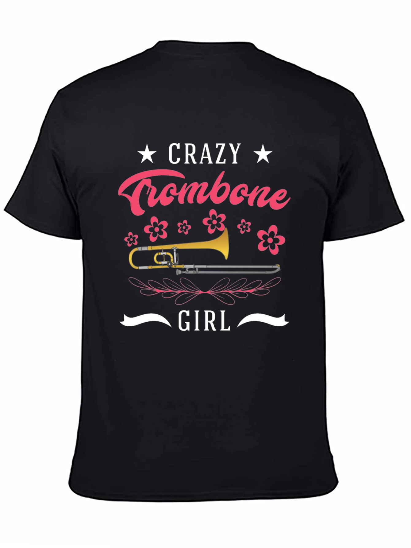 Crazy Trombone Girl Black T-Shirt