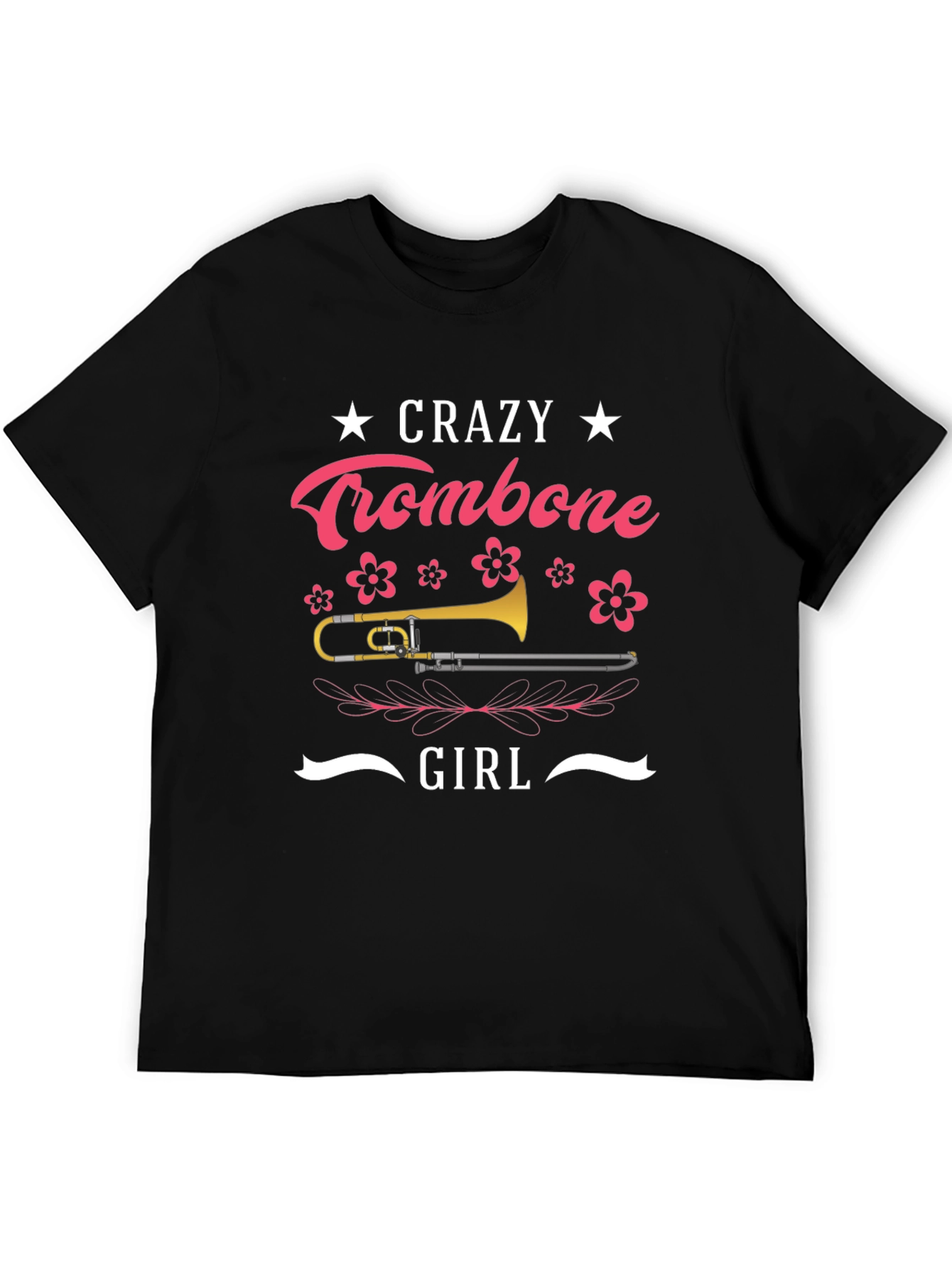 Crazy Trombone Girl Black T-Shirt