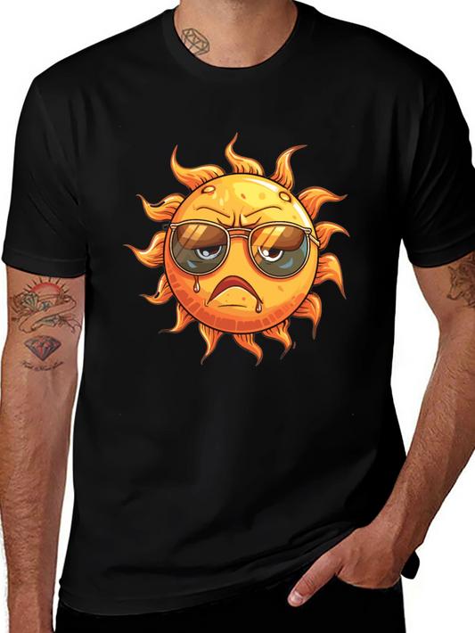 Grumpy Sun Graphic T-Shirt - Cool Summer Style
