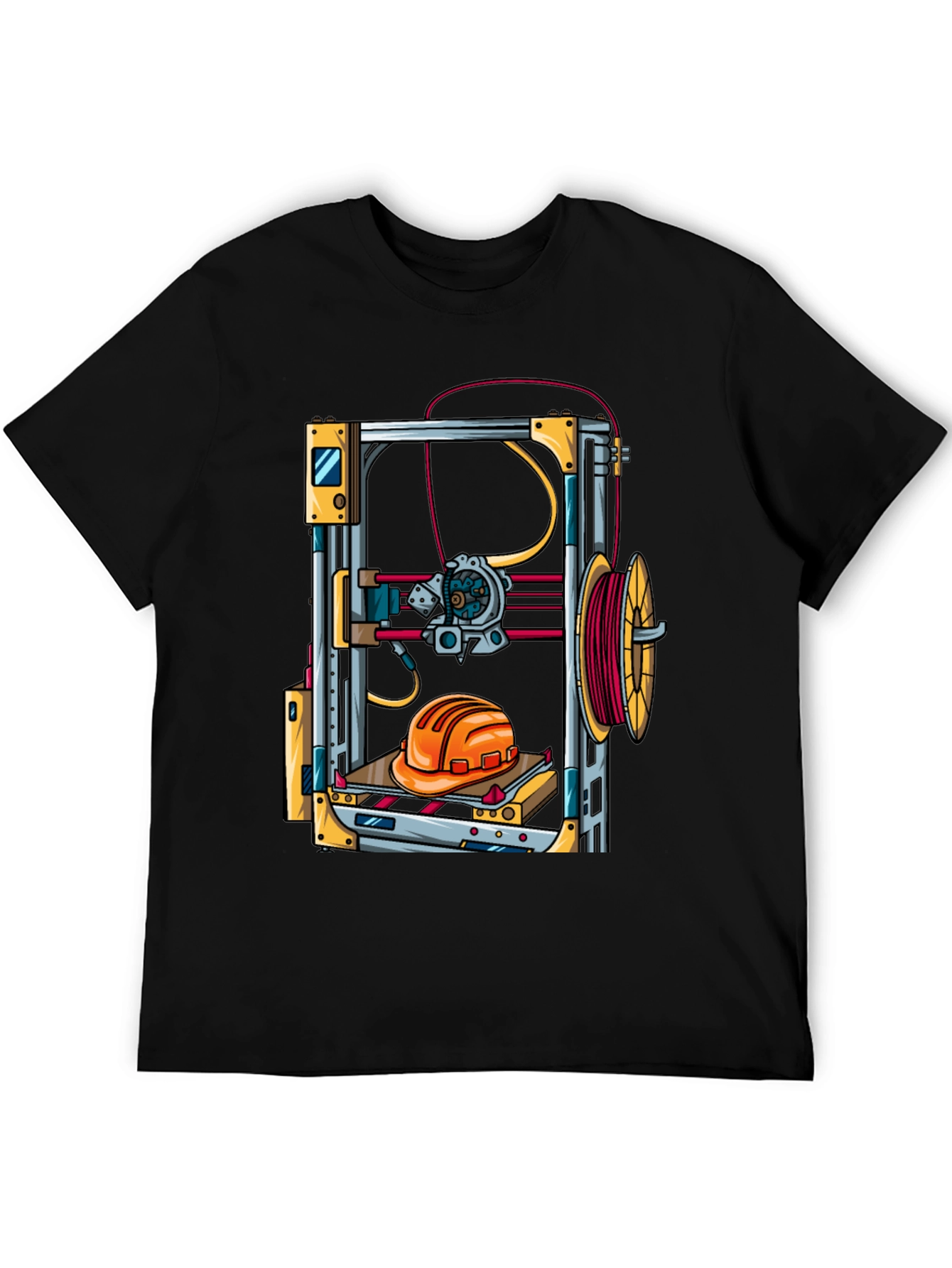 3D Printer Hard Hat Graphic Tee - Black