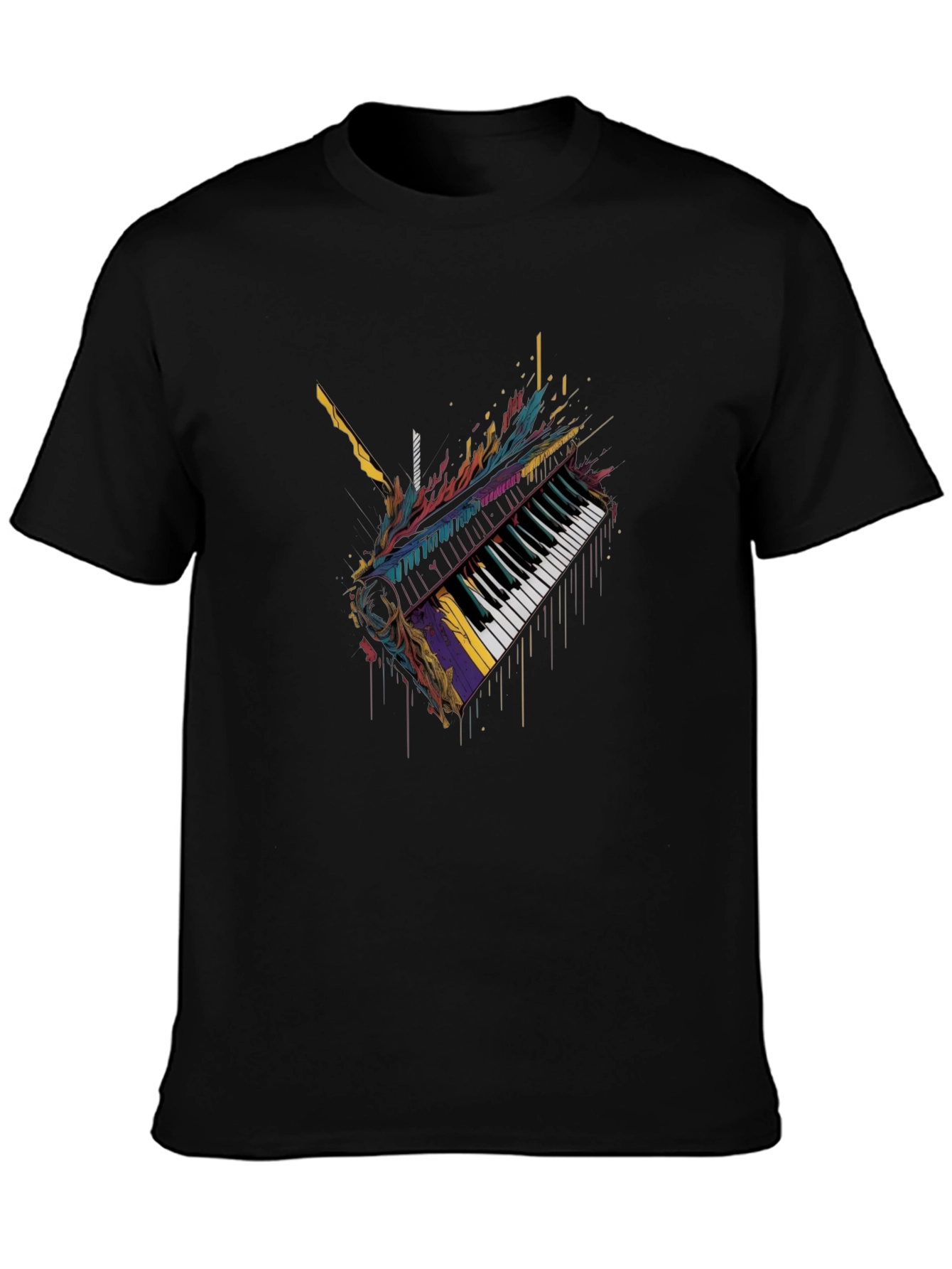 Abstract Piano Keys Graphic Black T-Shirt