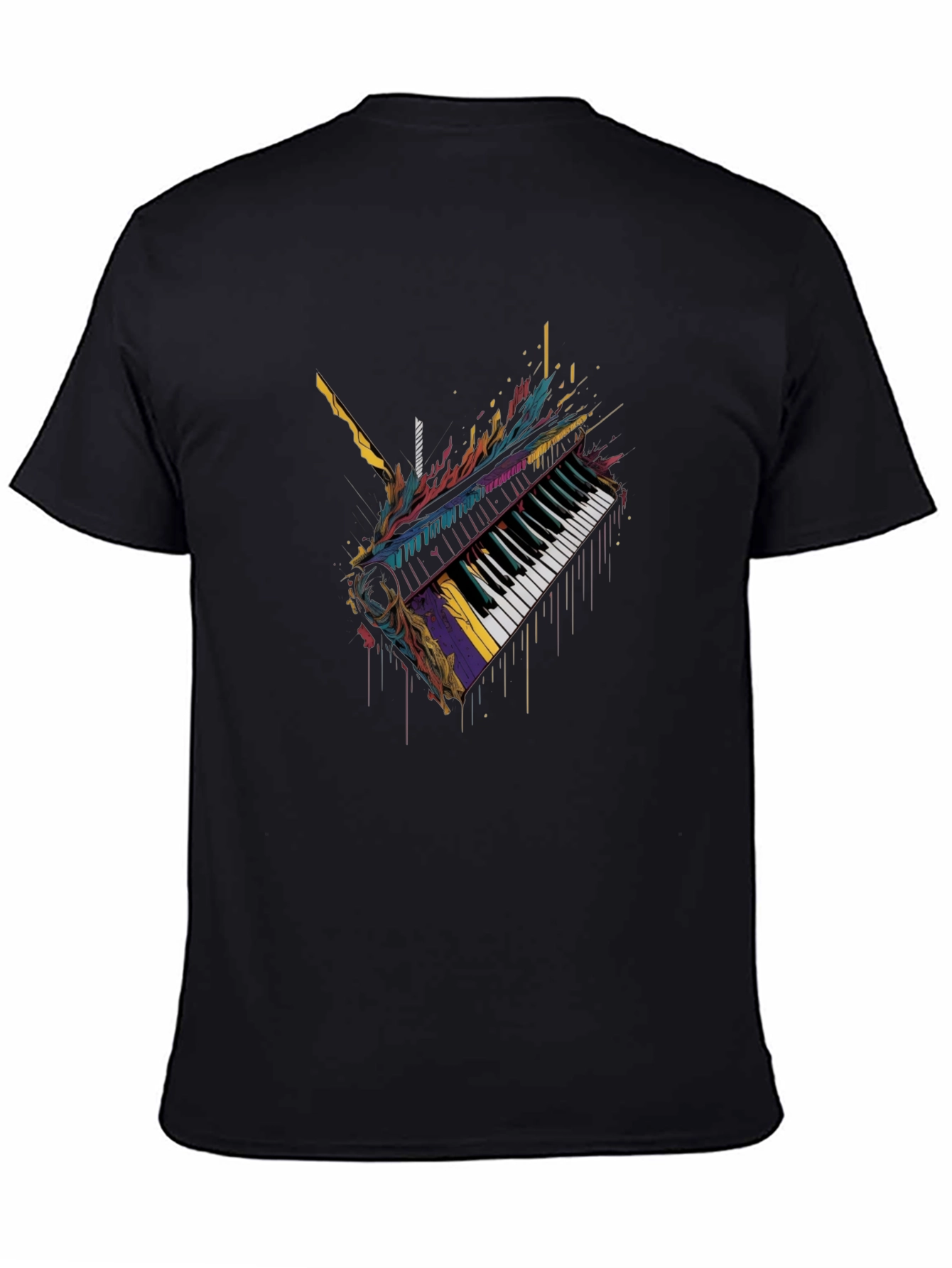 Abstract Piano Keys Graphic Black T-Shirt