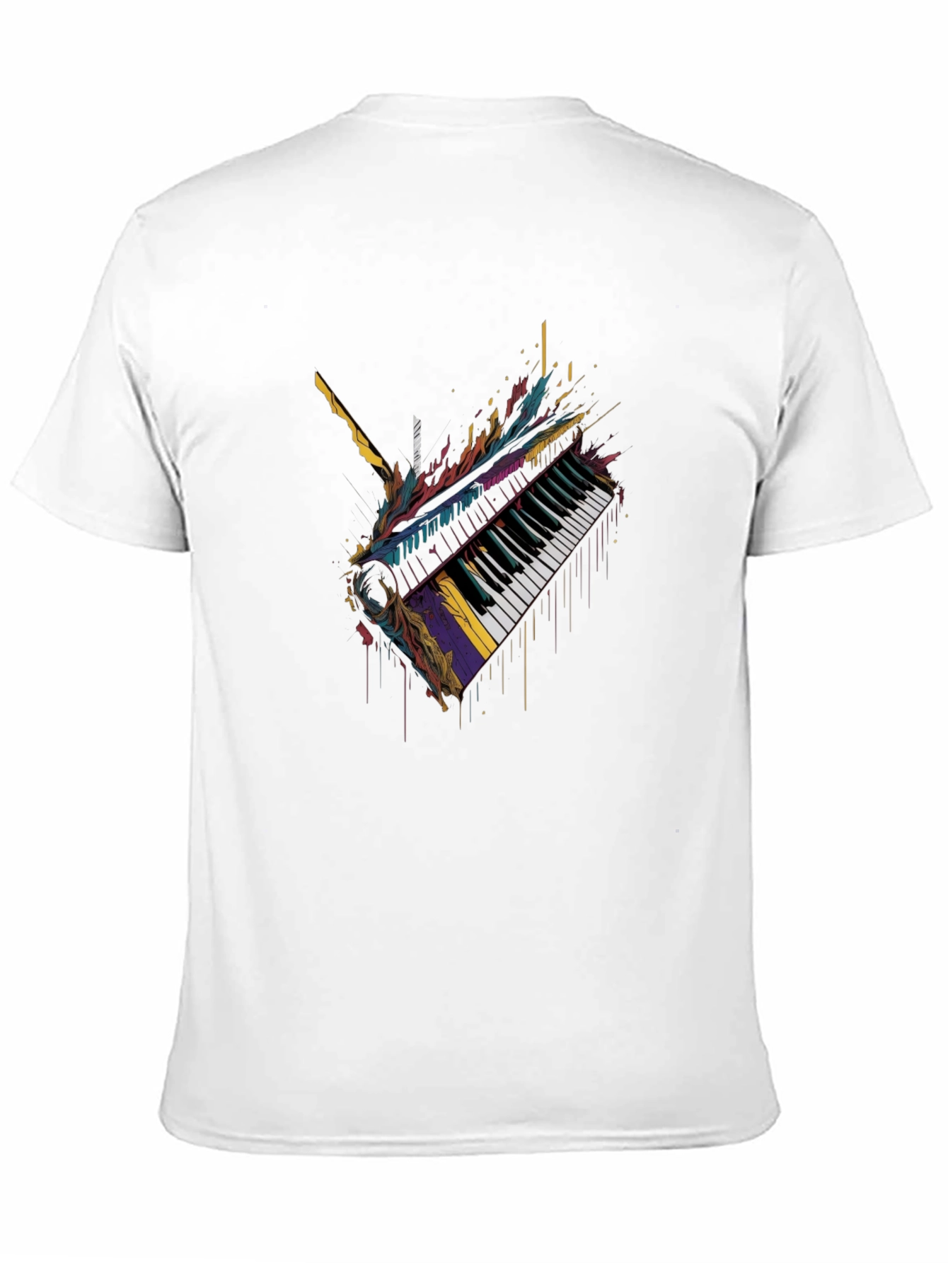 Abstract Piano Keys Graphic Black T-Shirt