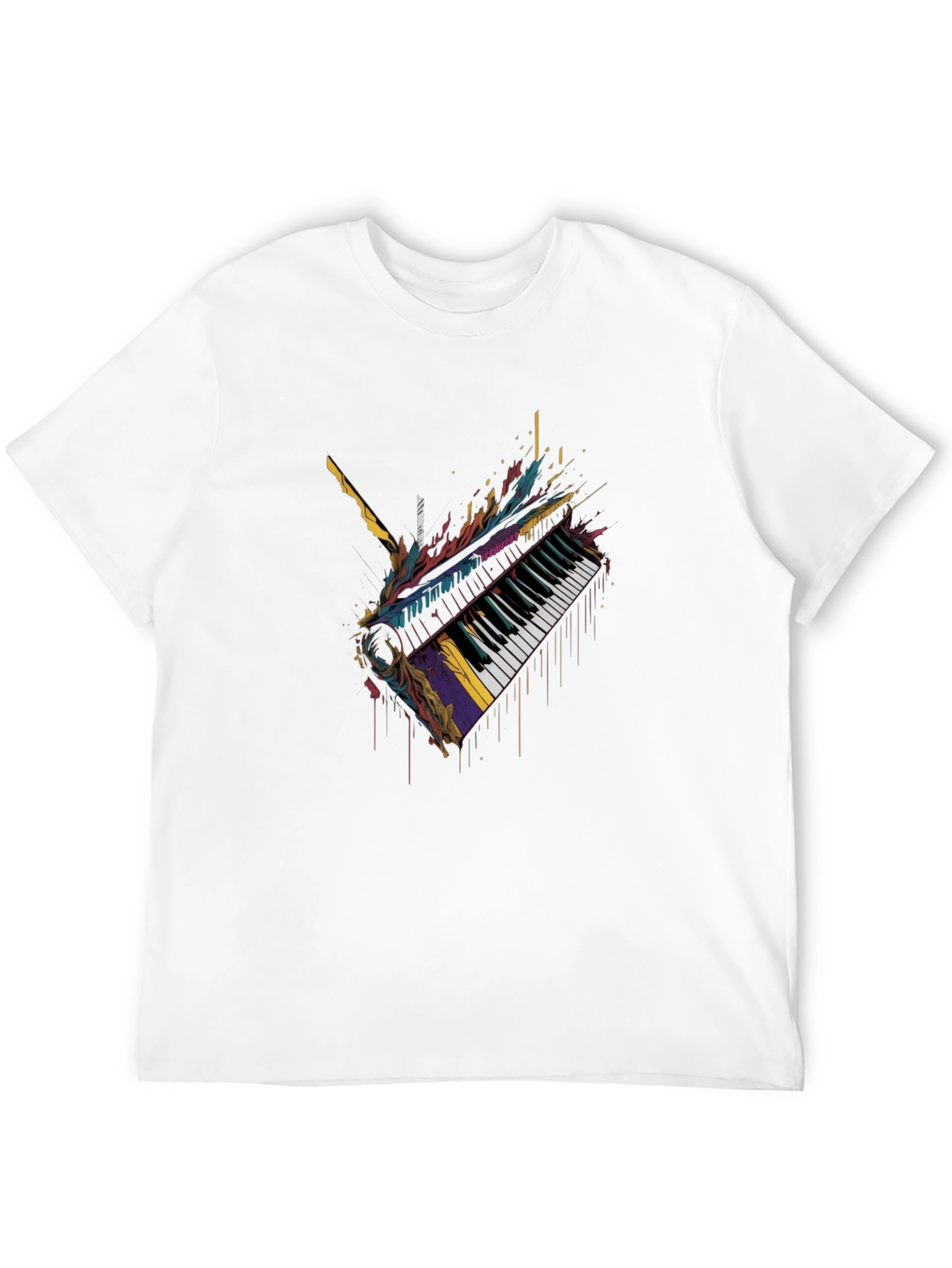 Abstract Piano Keys Graphic Black T-Shirt