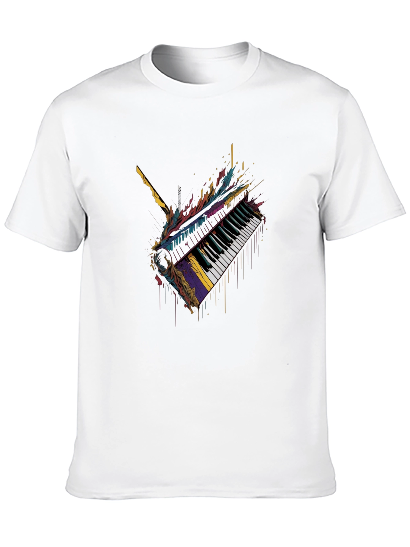 Abstract Piano Keys Graphic Black T-Shirt