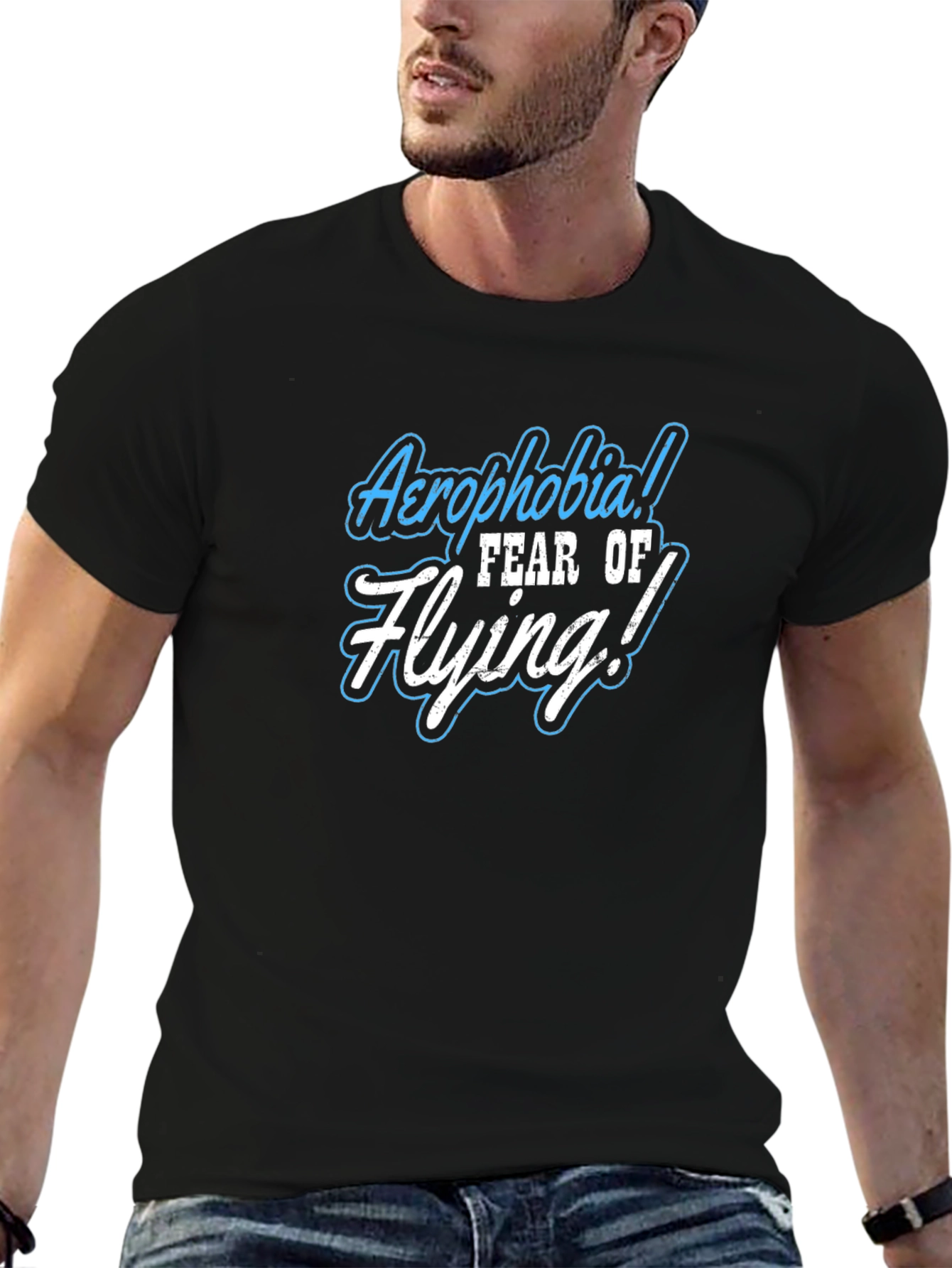 Aerophobia Fear Of Flying Black T-Shirt
