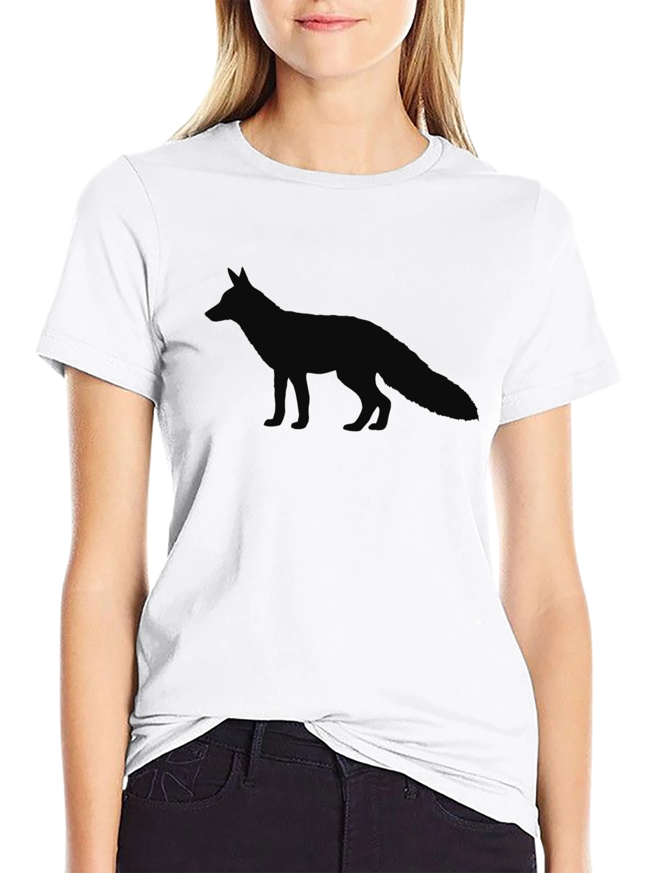 Mens Black T-Shirt with Fox Silhouette