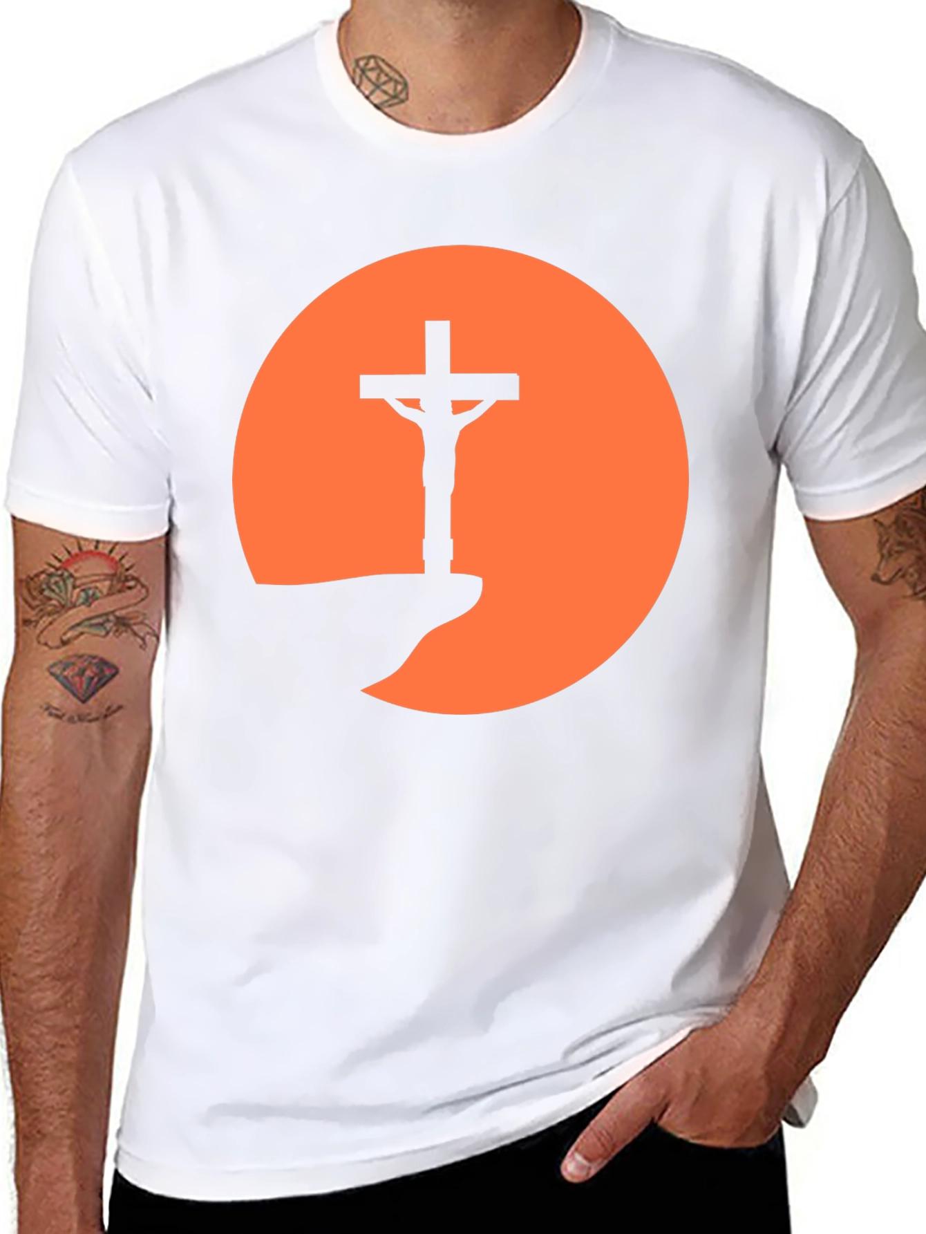 Silhouette Cross Sunset Graphic Tee - Black