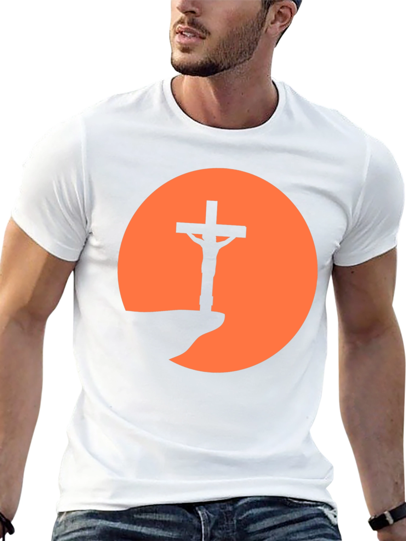 Silhouette Cross Sunset Graphic Tee - Black
