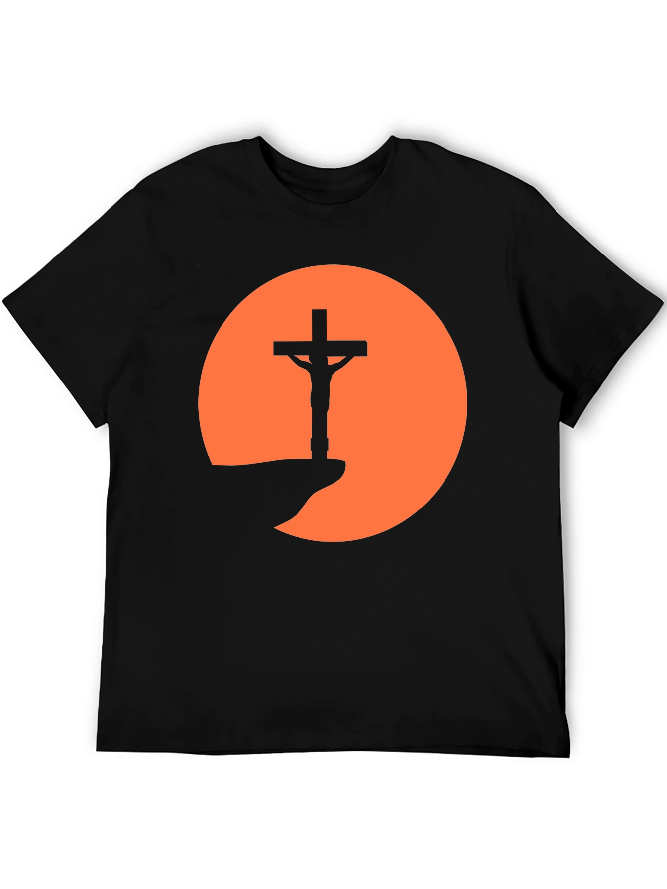 Silhouette Cross Sunset Graphic Tee - Black