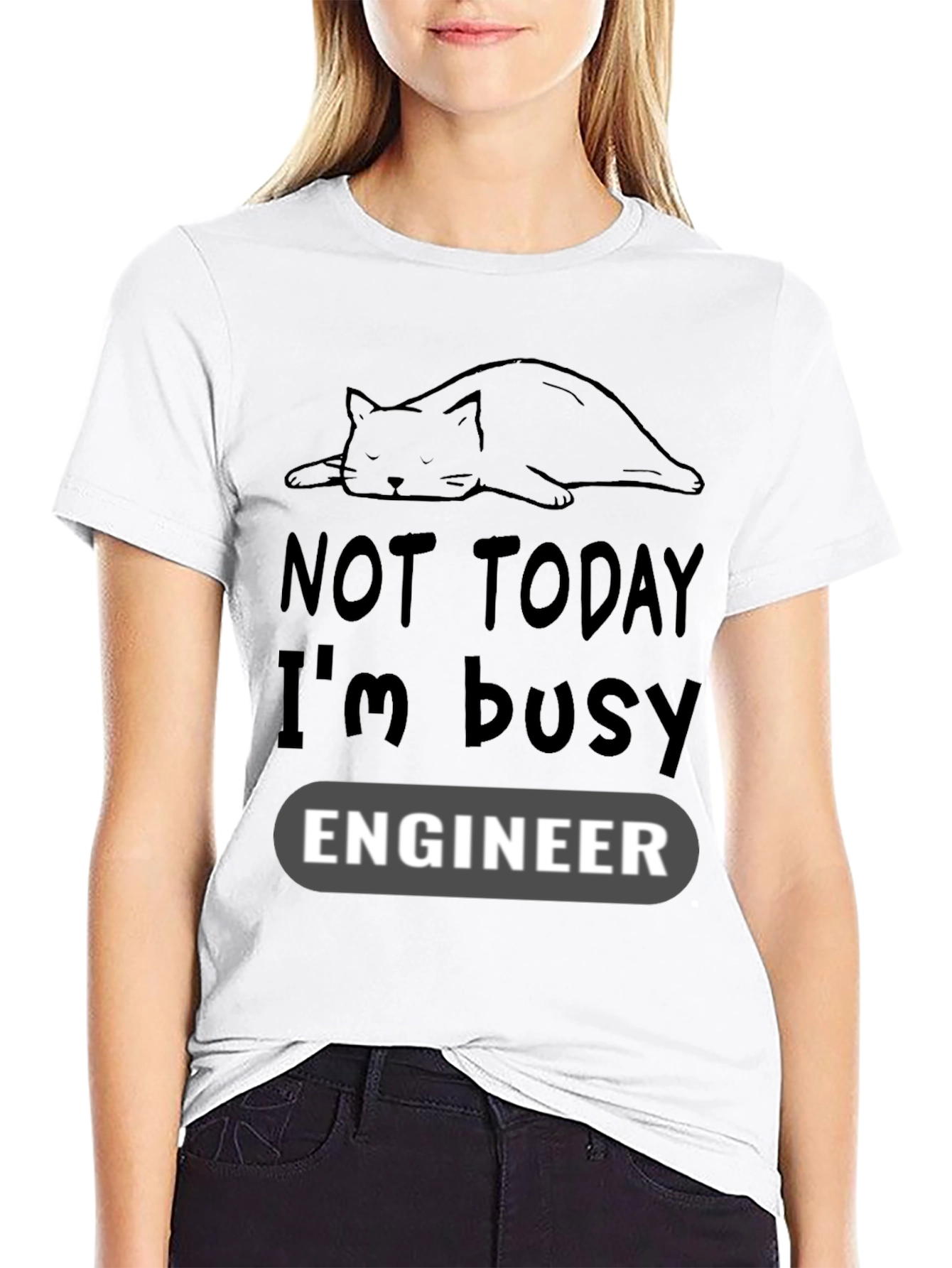 Not Today Im Busy Engineer Cat Lover T-Shirt