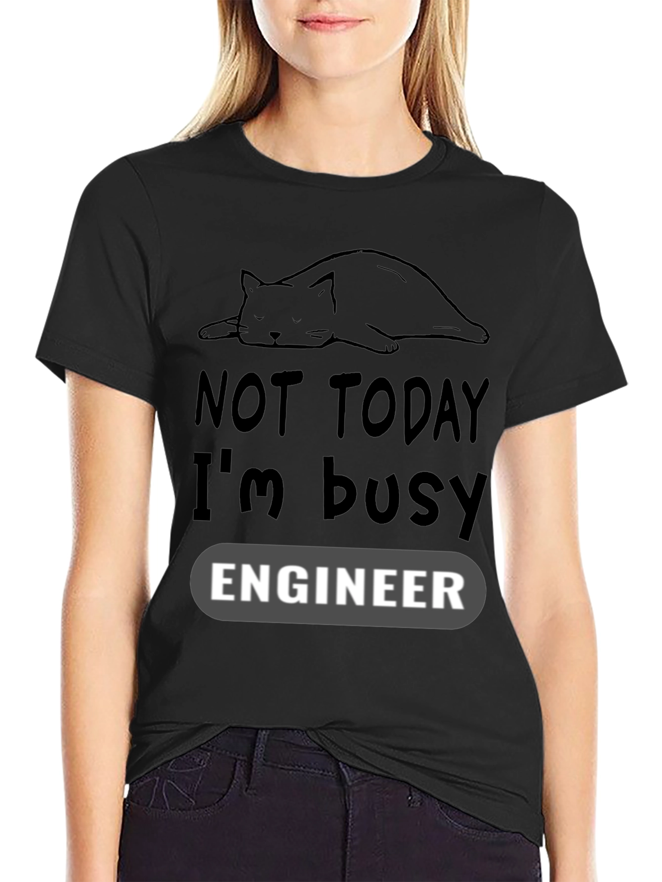 Not Today Im Busy Engineer Cat Lover T-Shirt