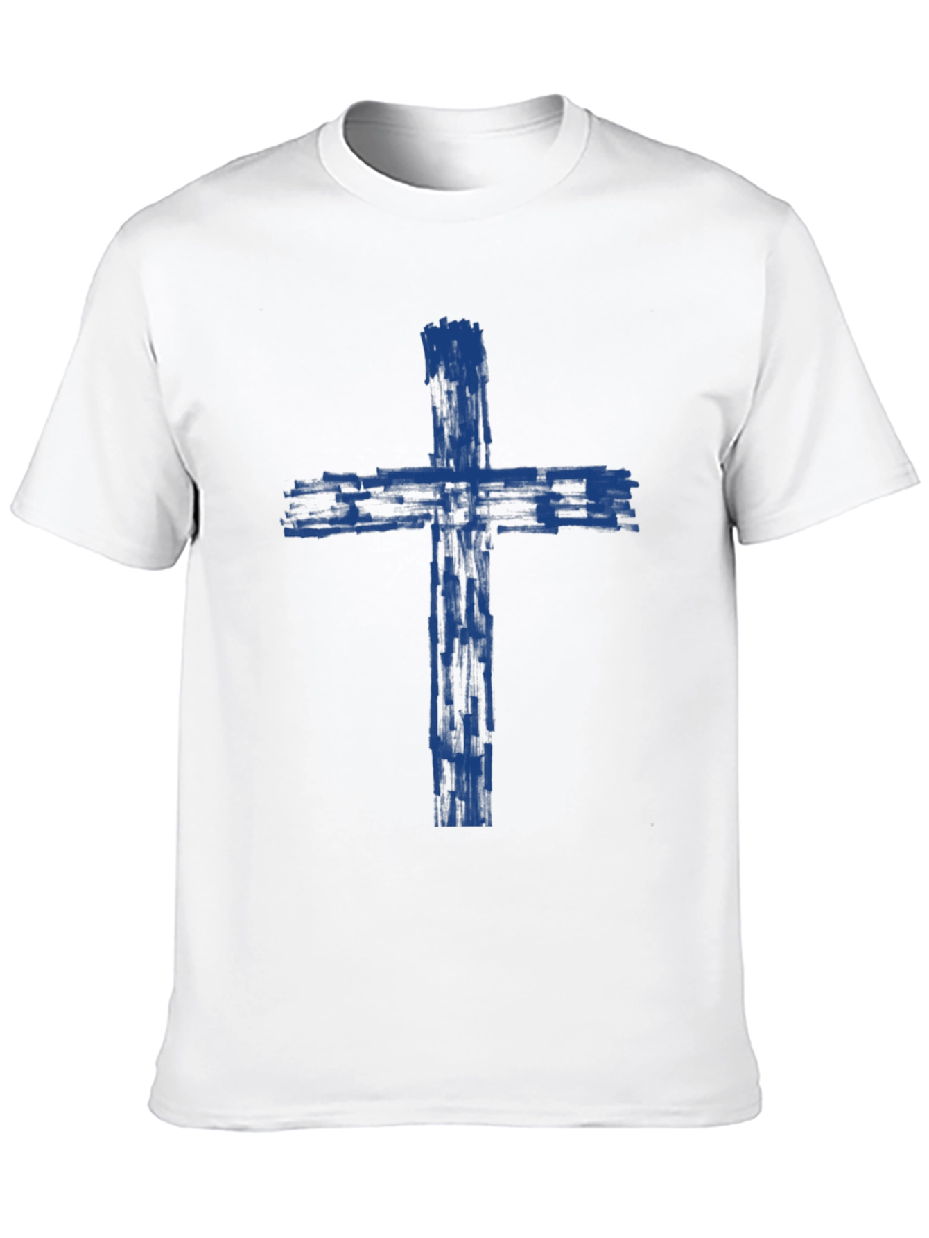 Mens Black T-Shirt with Blue Cross Graphic