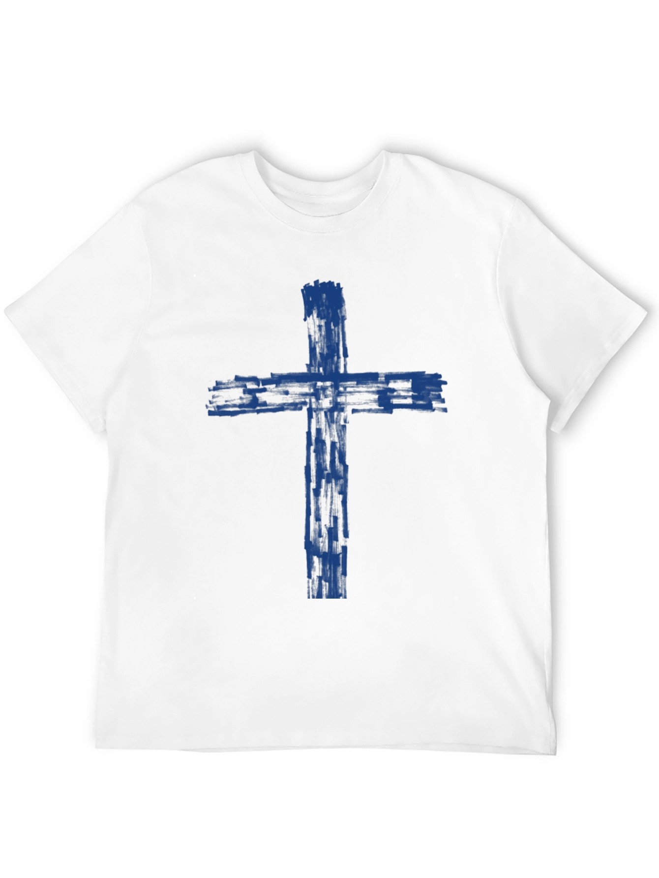 Mens Black T-Shirt with Blue Cross Graphic