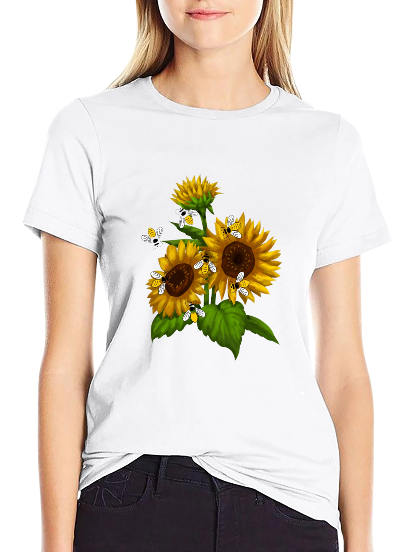 Sunflower Bee Graphic T-Shirt