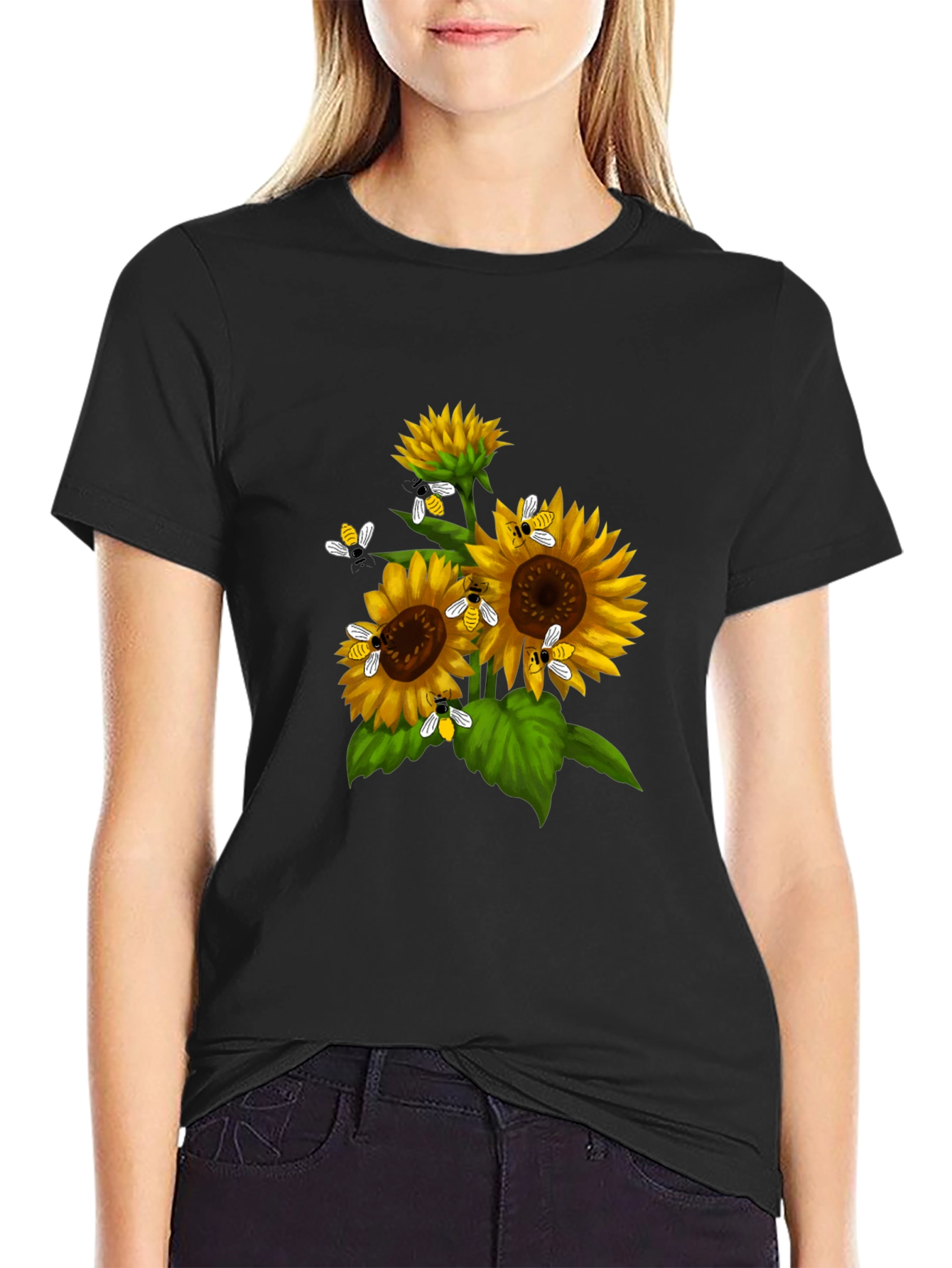 Sunflower Bee Graphic T-Shirt