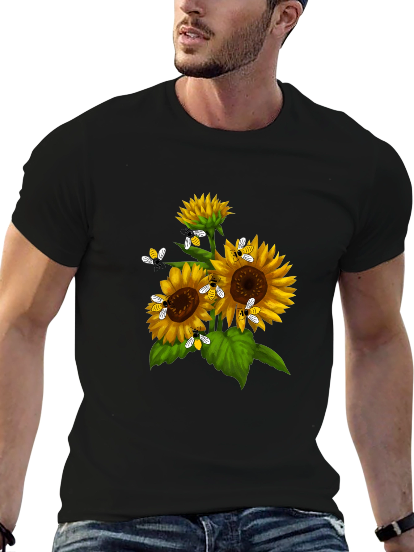 Sunflower Bee Graphic T-Shirt