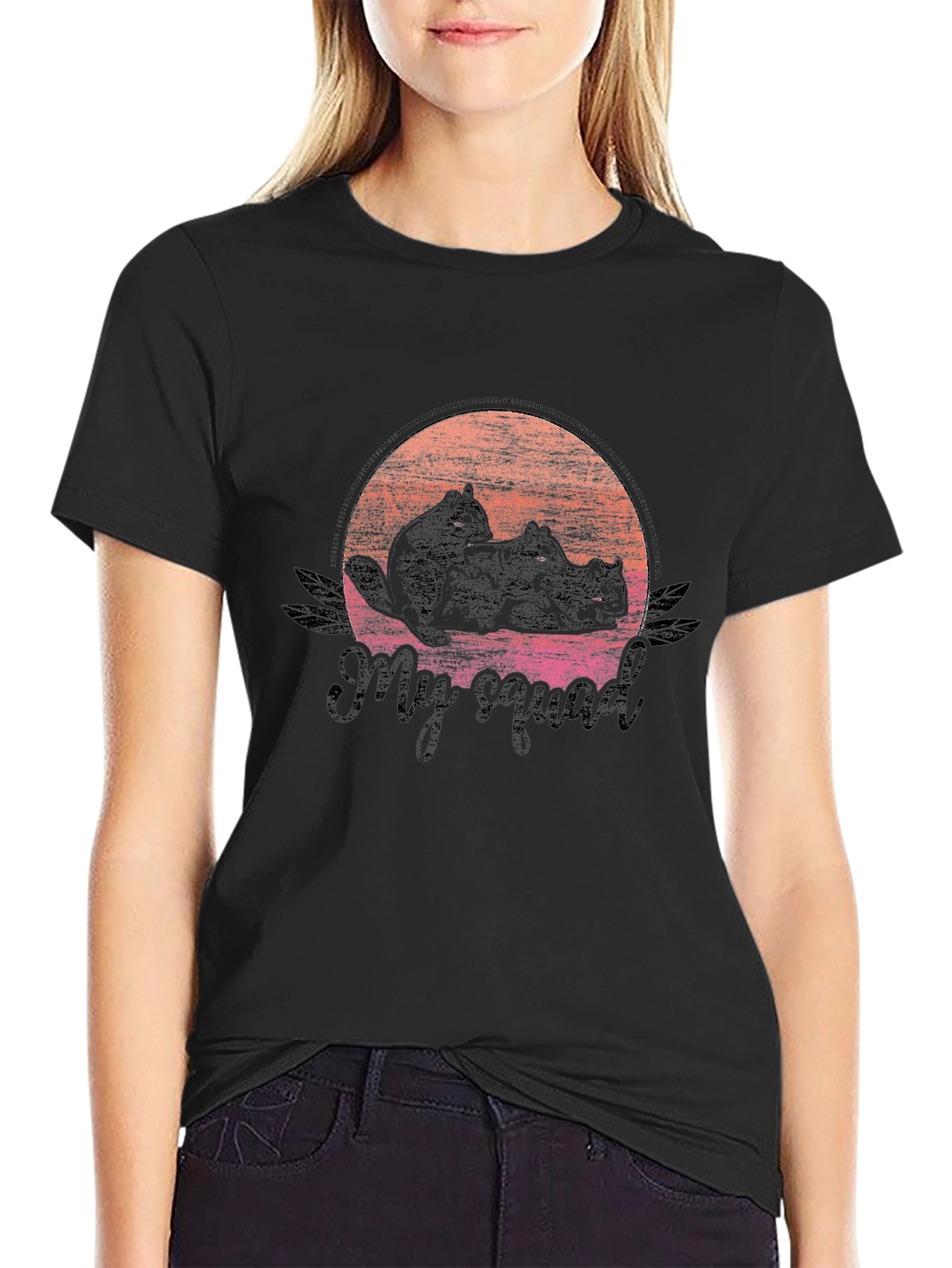 Squirrel Squad Black T-Shirt