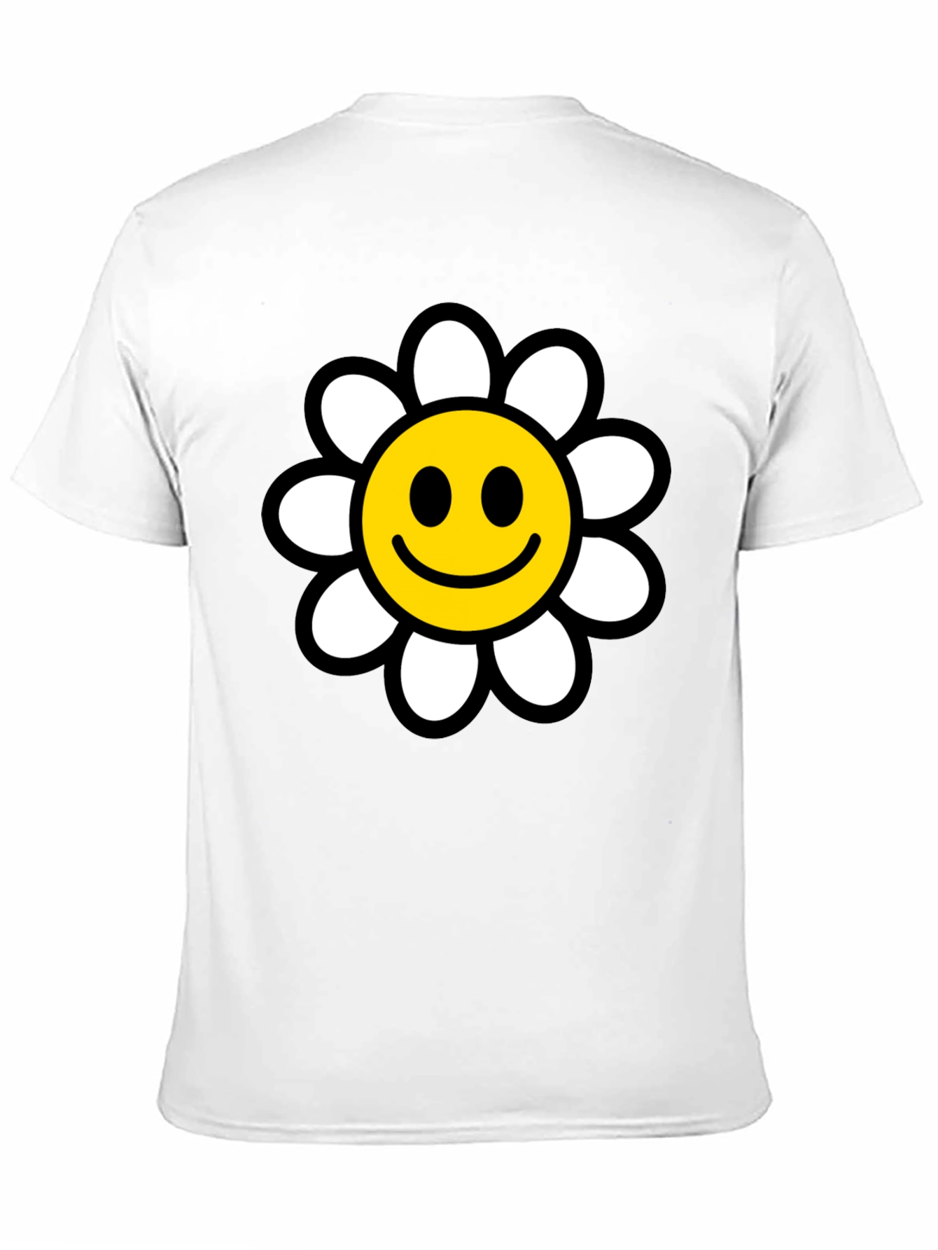 Smiley Face Daisy Graphic T-Shirt - Black
