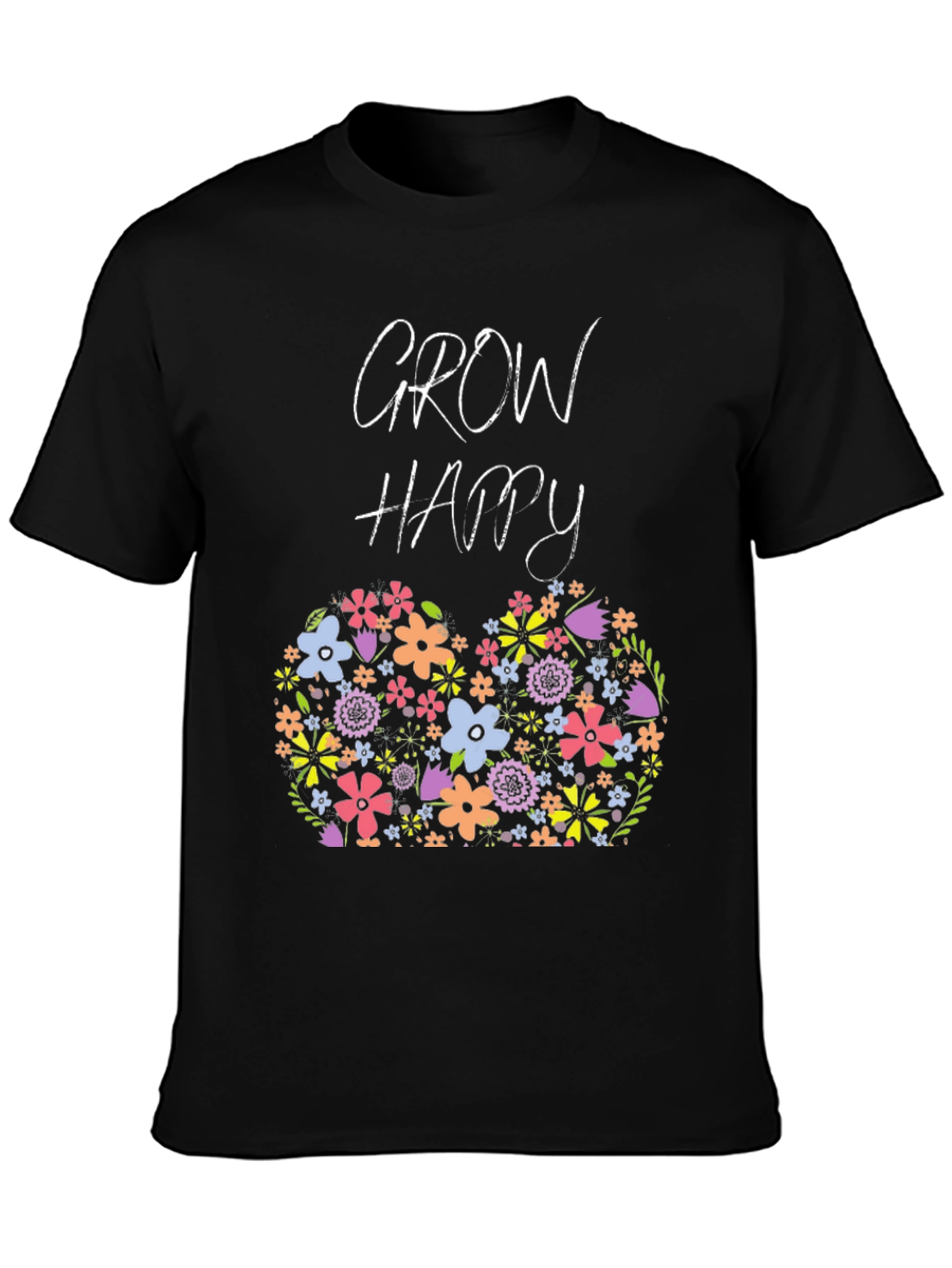 Grow Happy Floral Graphic T-Shirt