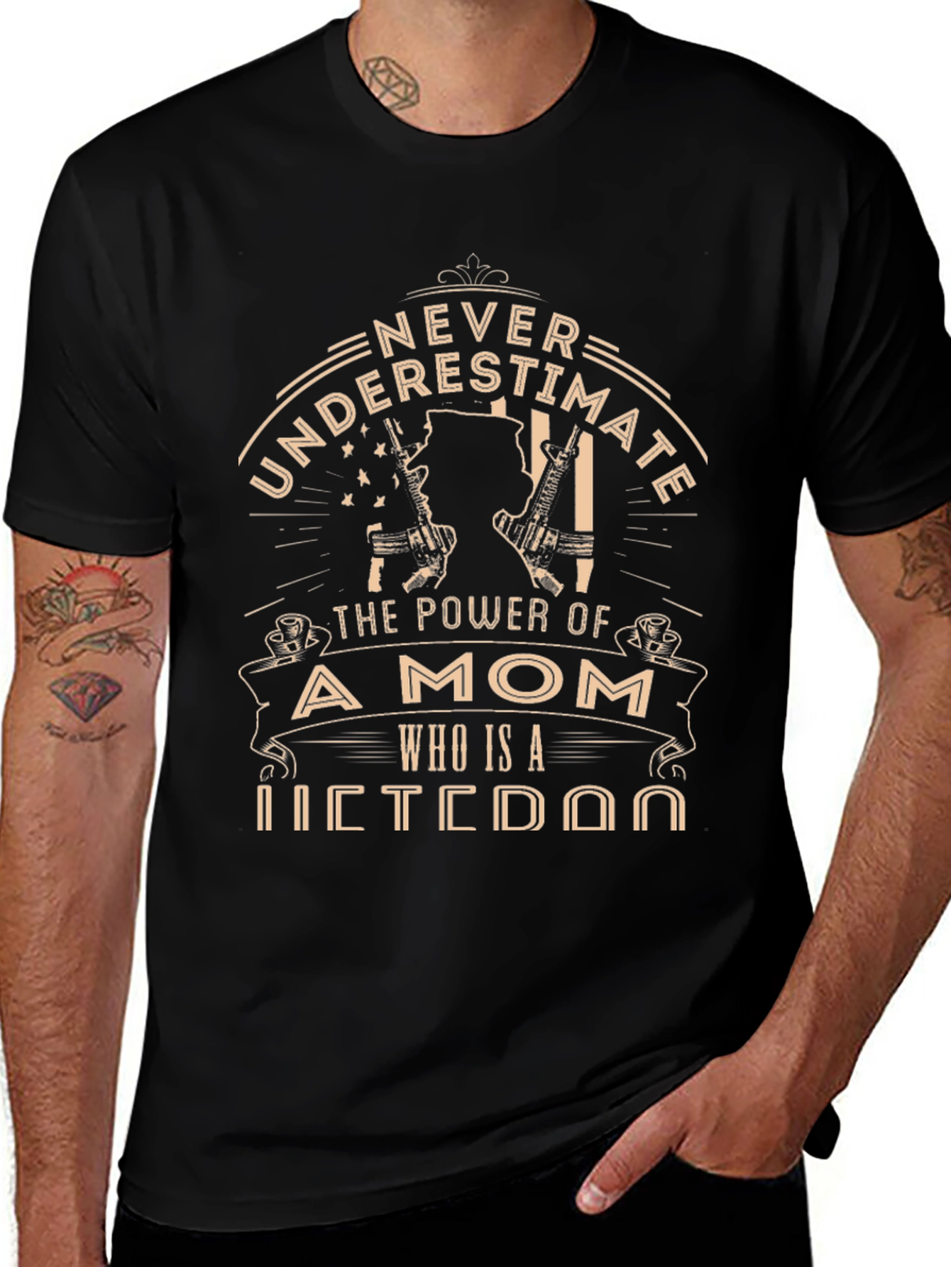 Never Underestimate Veteran Mom T-Shirt