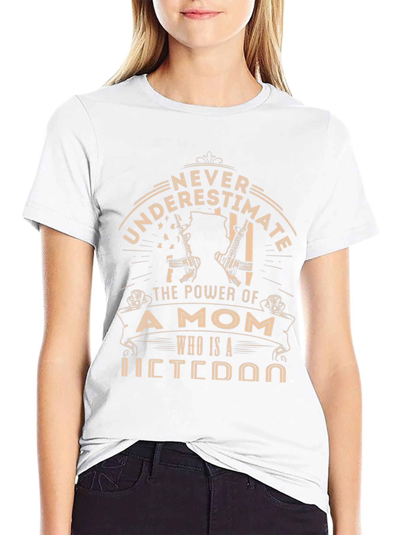Never Underestimate Veteran Mom T-Shirt