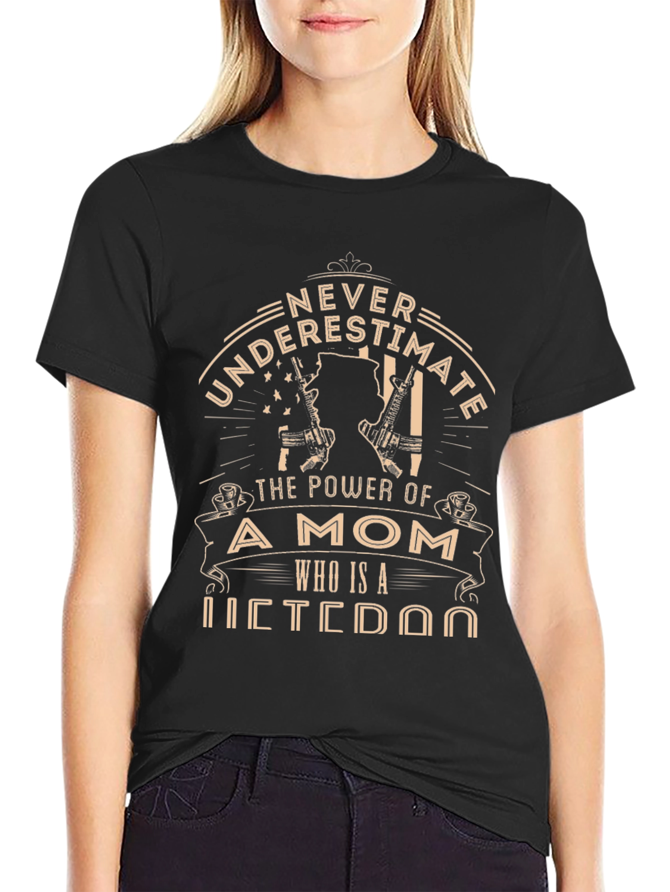 Never Underestimate Veteran Mom T-Shirt