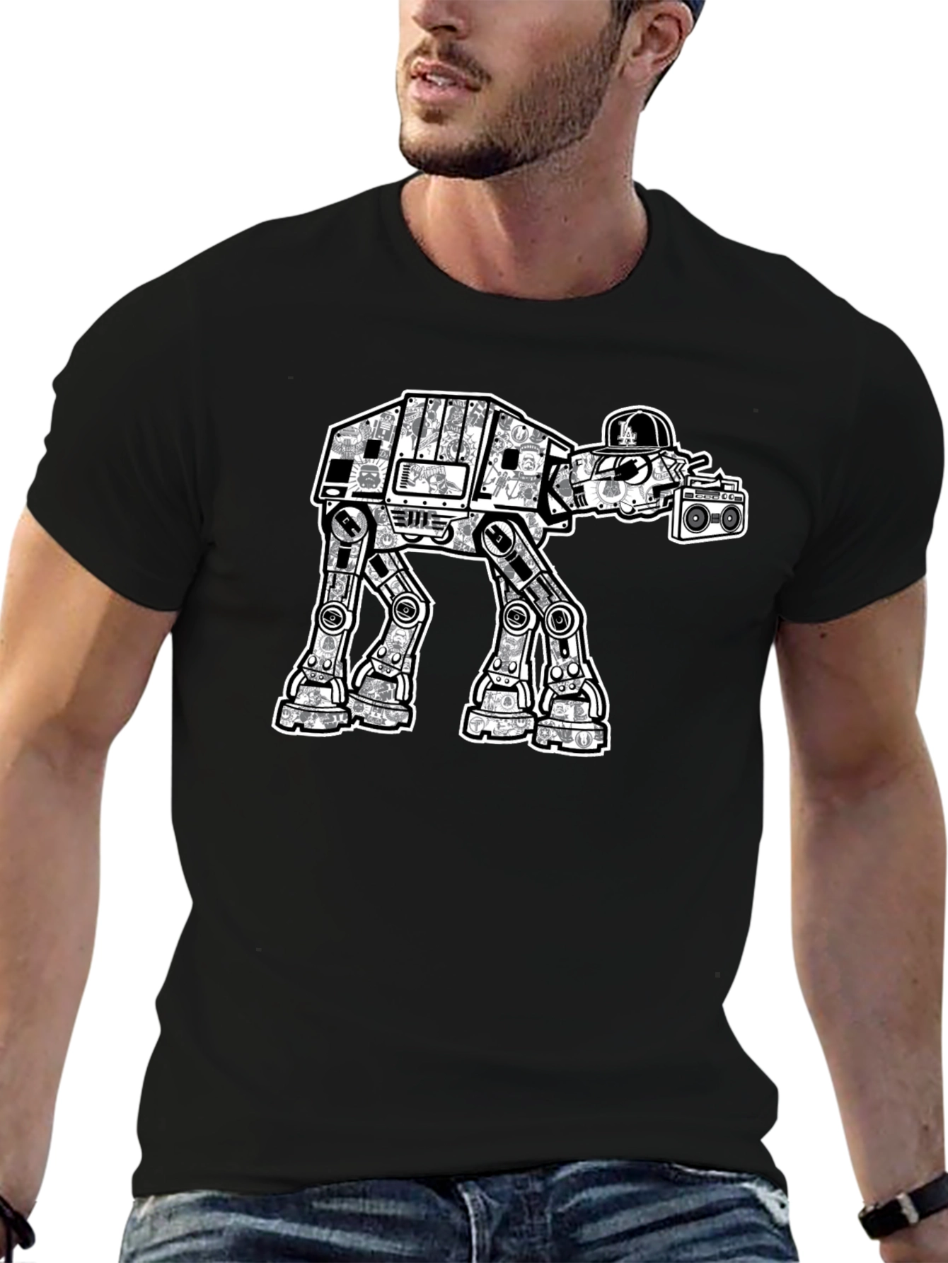 Star Wars AT-AT Walker Boombox Black T-Shirt