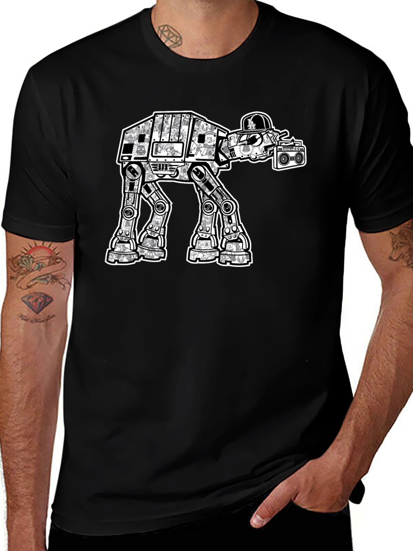 Star Wars AT-AT Walker Boombox Black T-Shirt