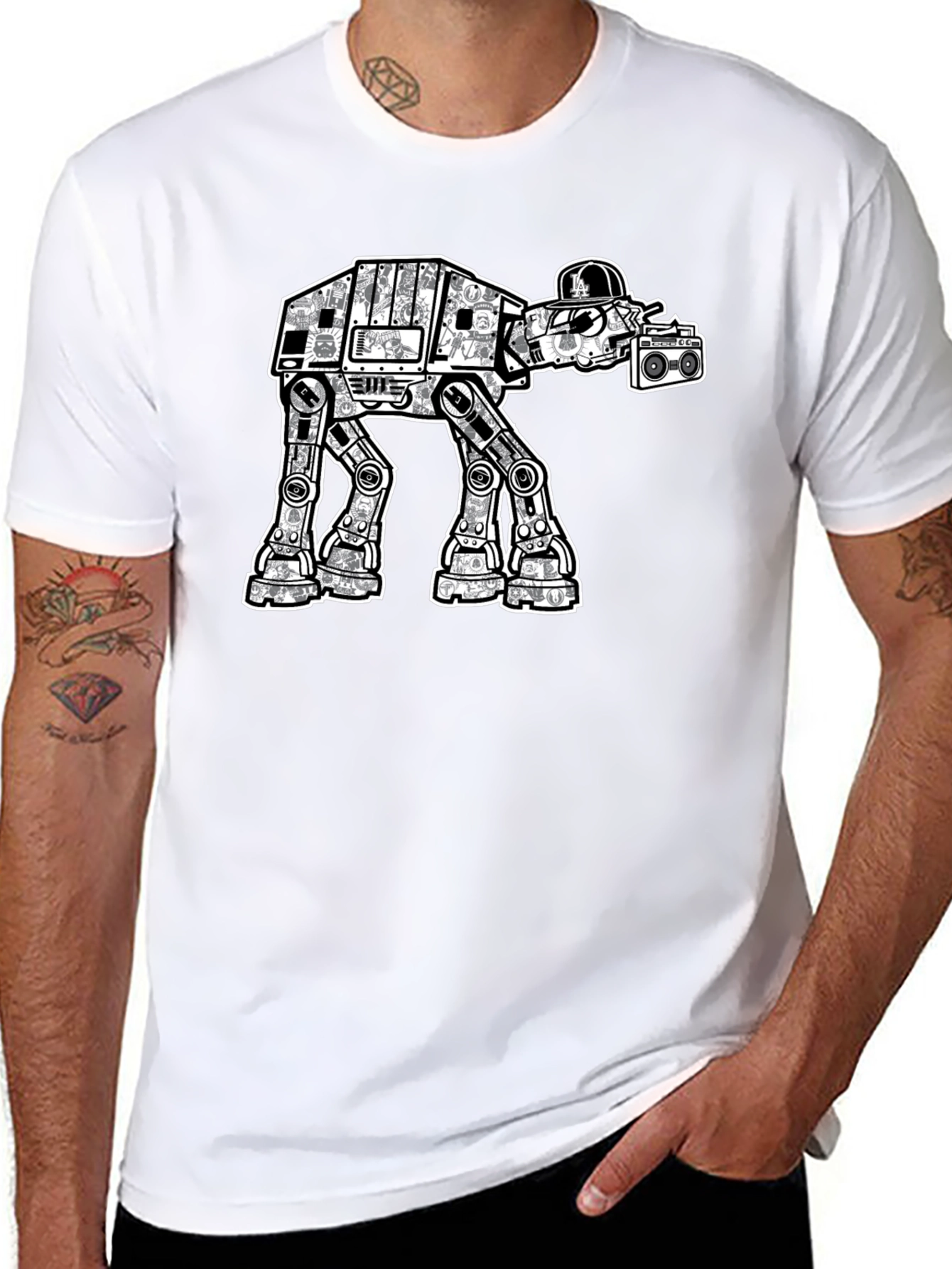 Star Wars AT-AT Walker Boombox Black T-Shirt
