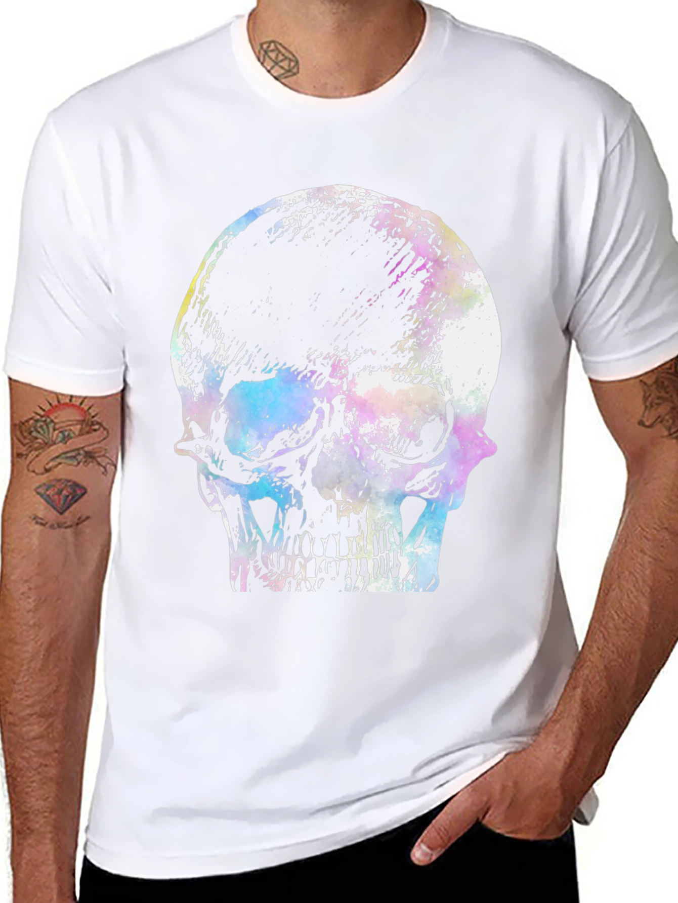 Skull Graphic Print T-Shirt - Black
