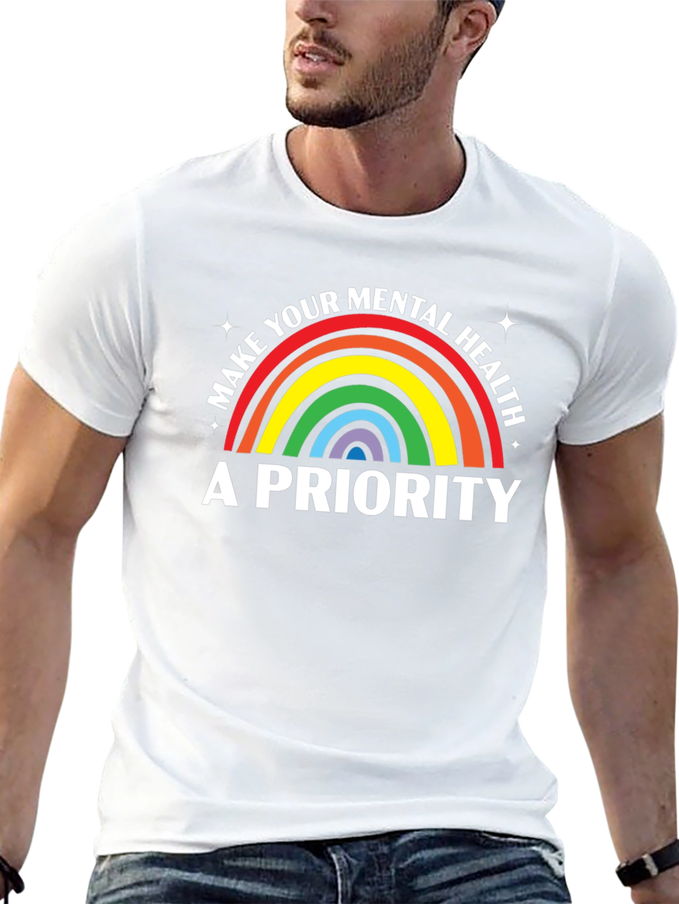 Mental Health Rainbow Graphic Tee