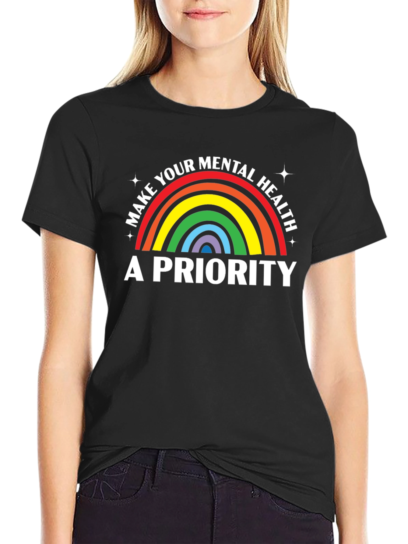 Mental Health Rainbow Graphic Tee