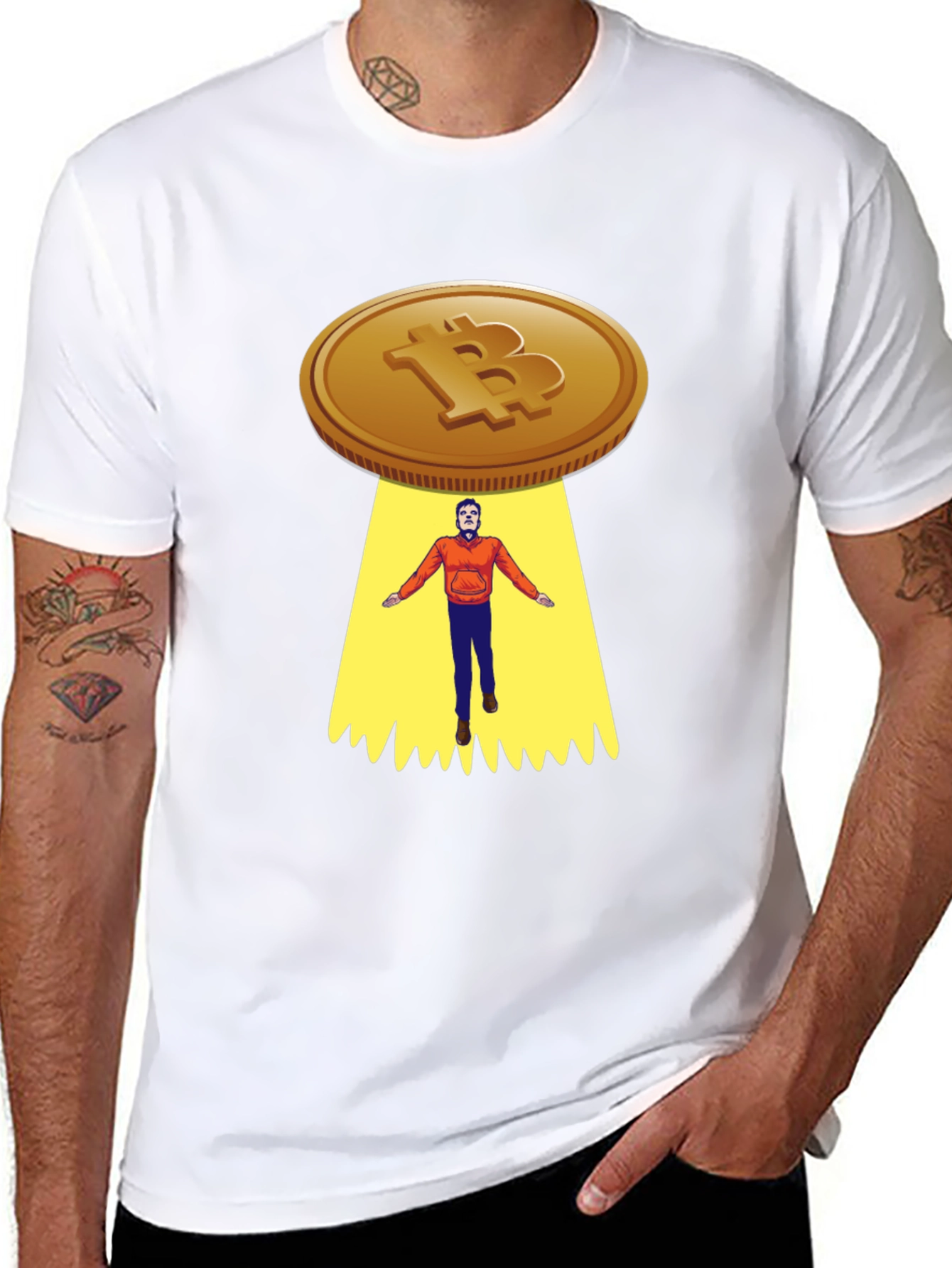Bitcoin UFO Abduction Graphic T-Shirt