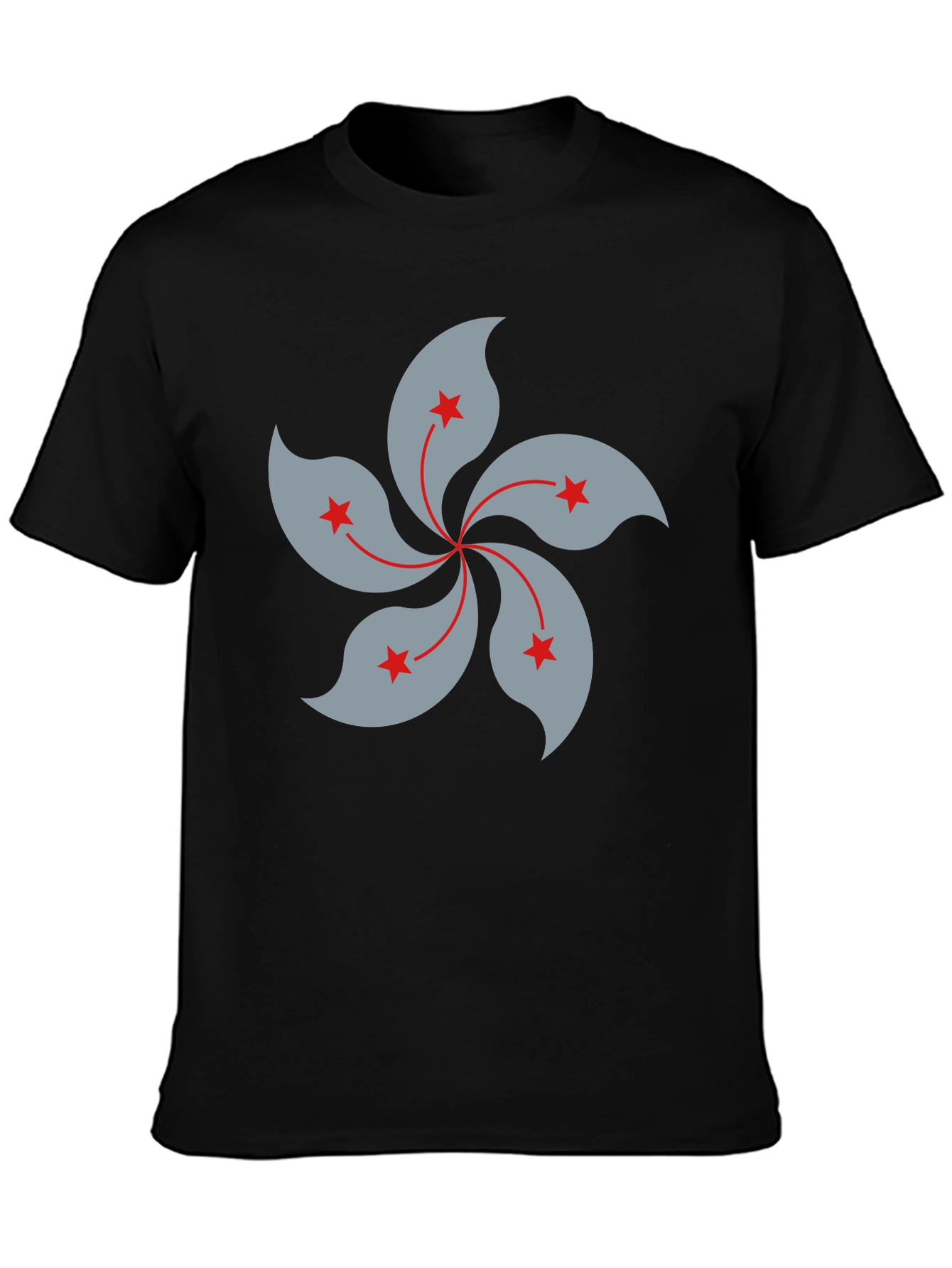 Hong Kong Flower Graphic Black T-Shirt