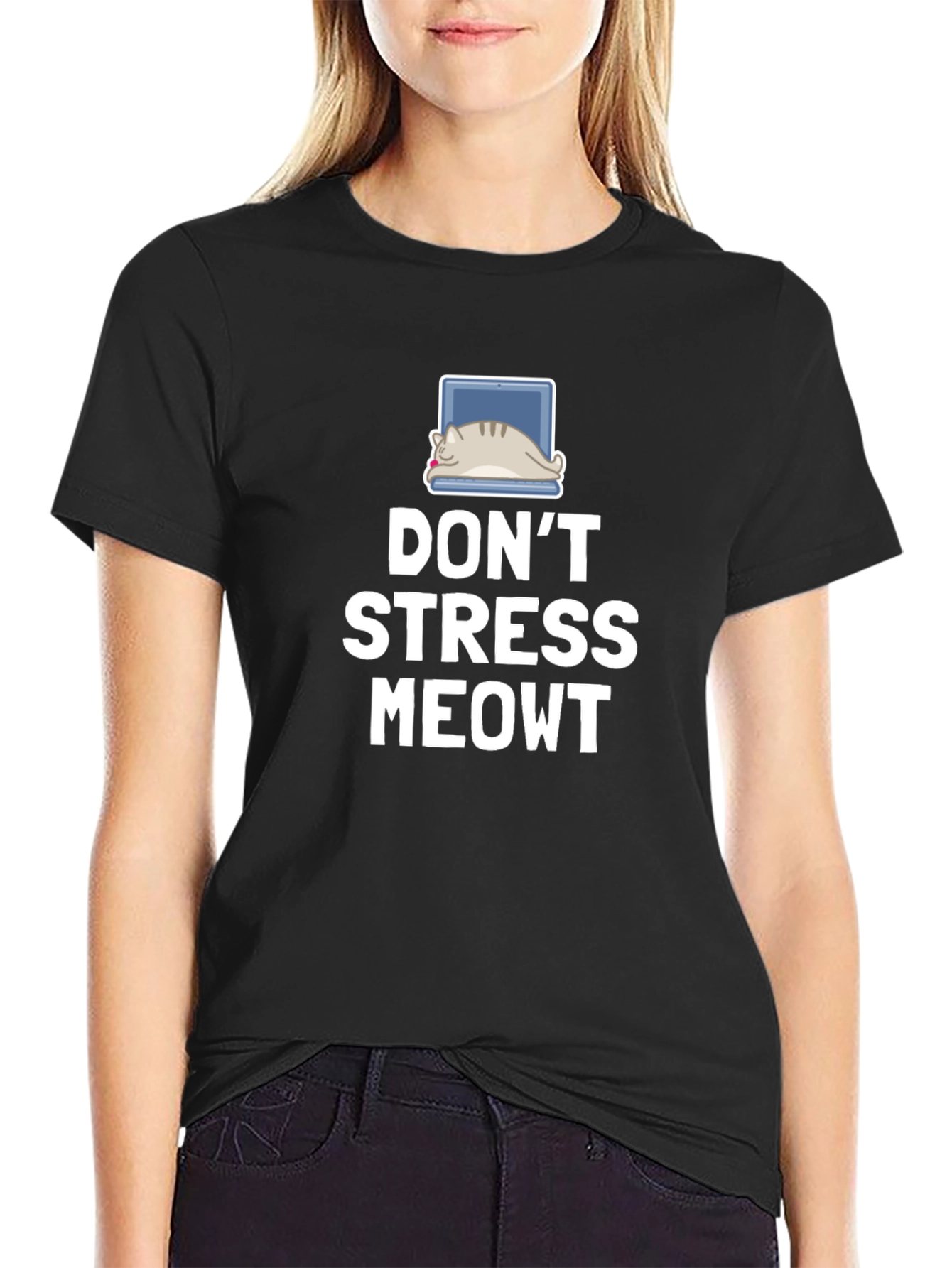 Dont Stress Meowt Cat Laptop T-Shirt