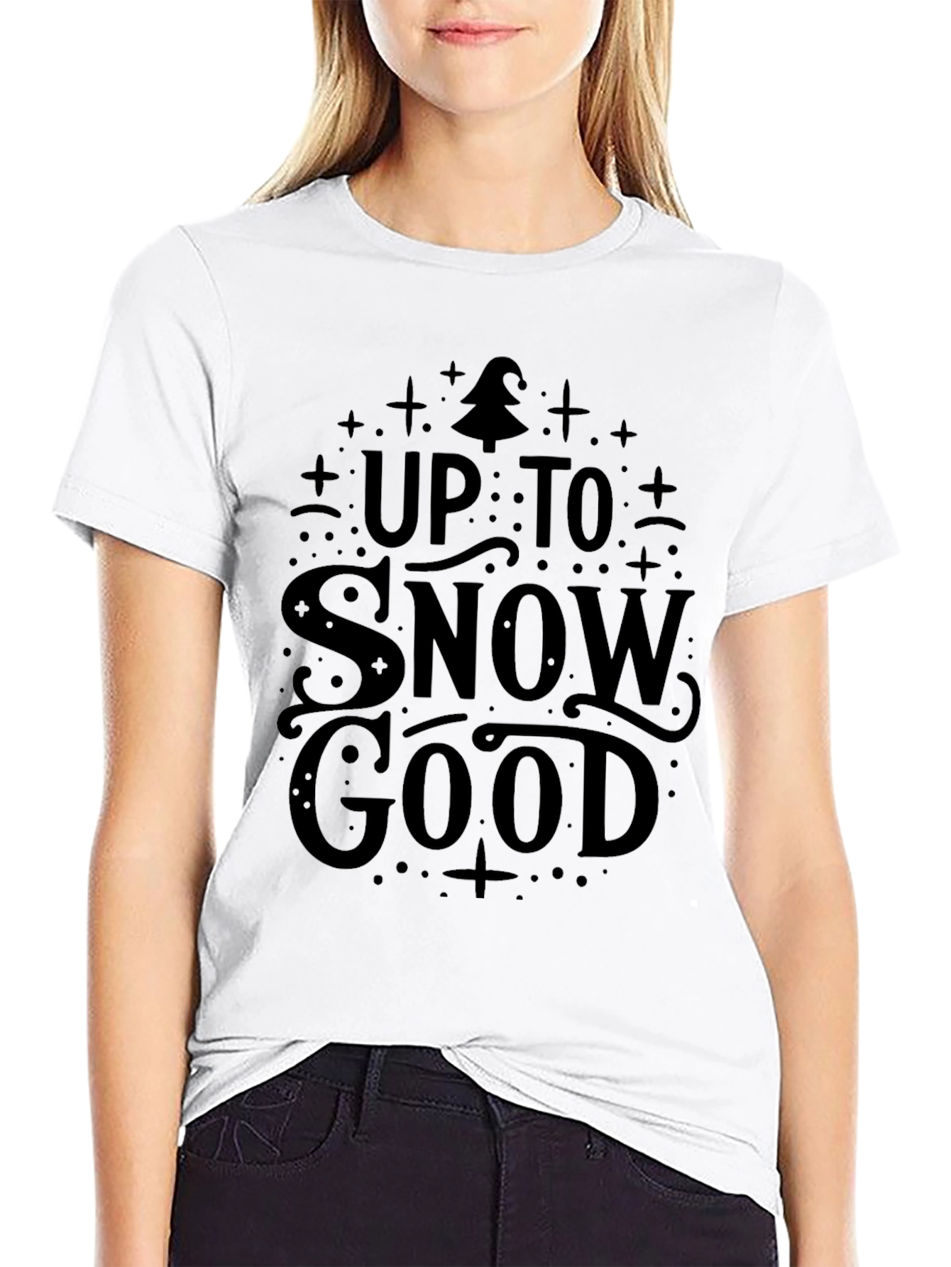 Up To Snow Good Black Graphic Tee