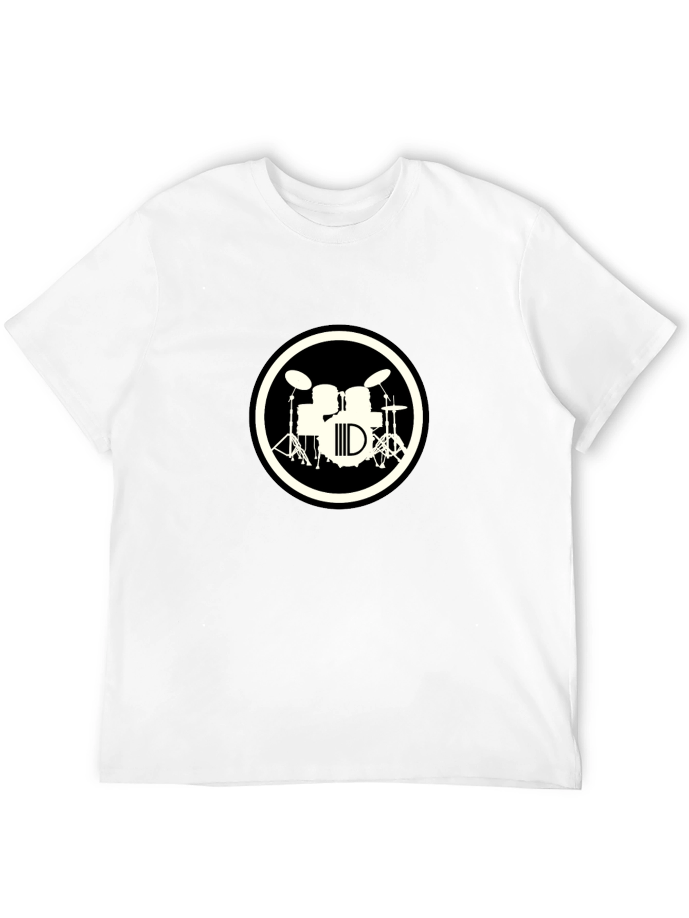 Drum Set Graphic Tee - Black Crew Neck T-Shirt
