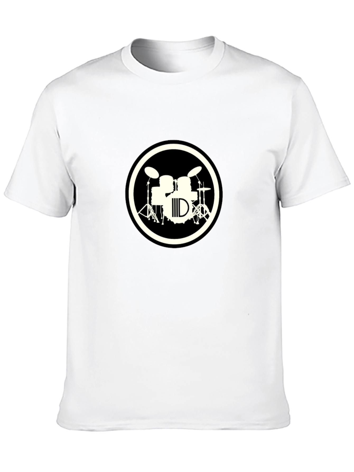 Drum Set Graphic Tee - Black Crew Neck T-Shirt