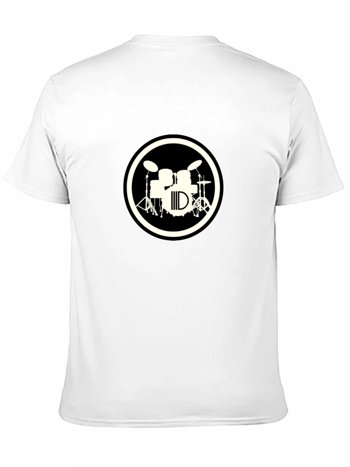 Drum Set Graphic Tee - Black Crew Neck T-Shirt