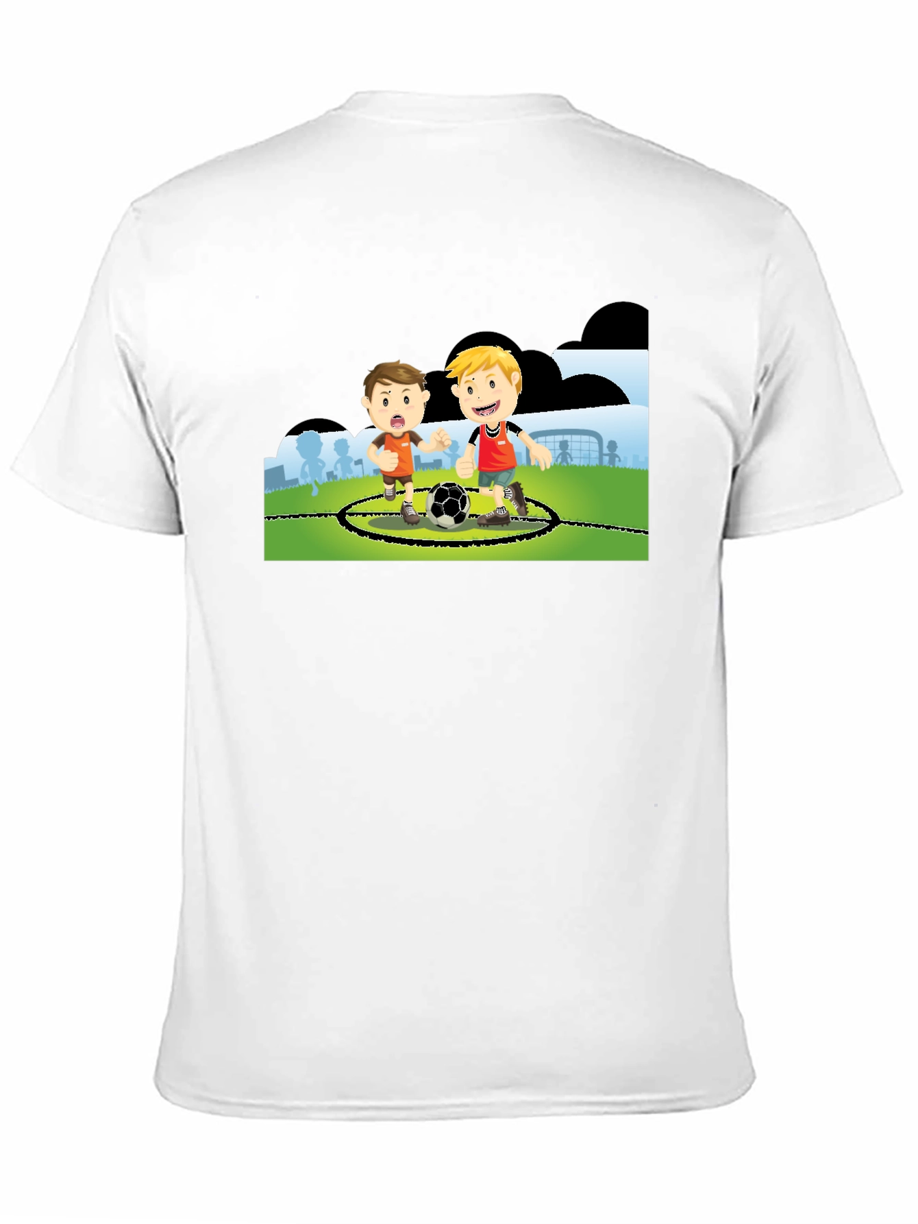 Boys Soccer Cartoon Black T-Shirt