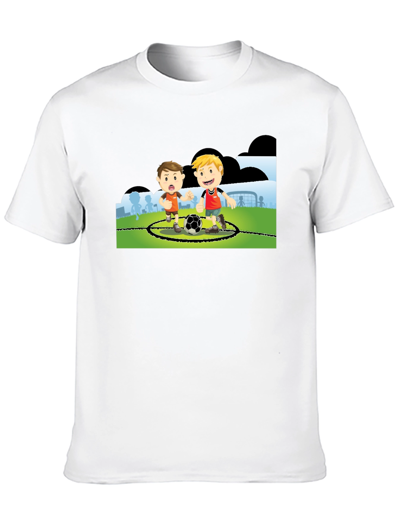 Boys Soccer Cartoon Black T-Shirt