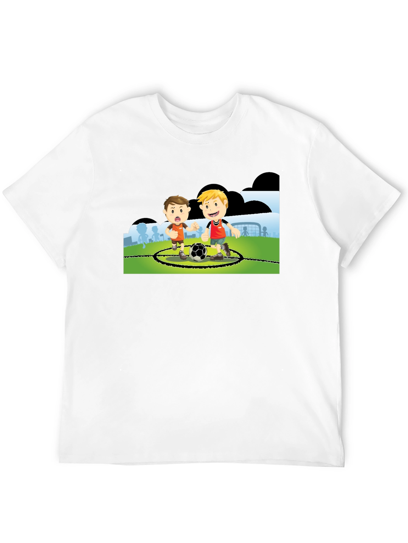 Boys Soccer Cartoon Black T-Shirt
