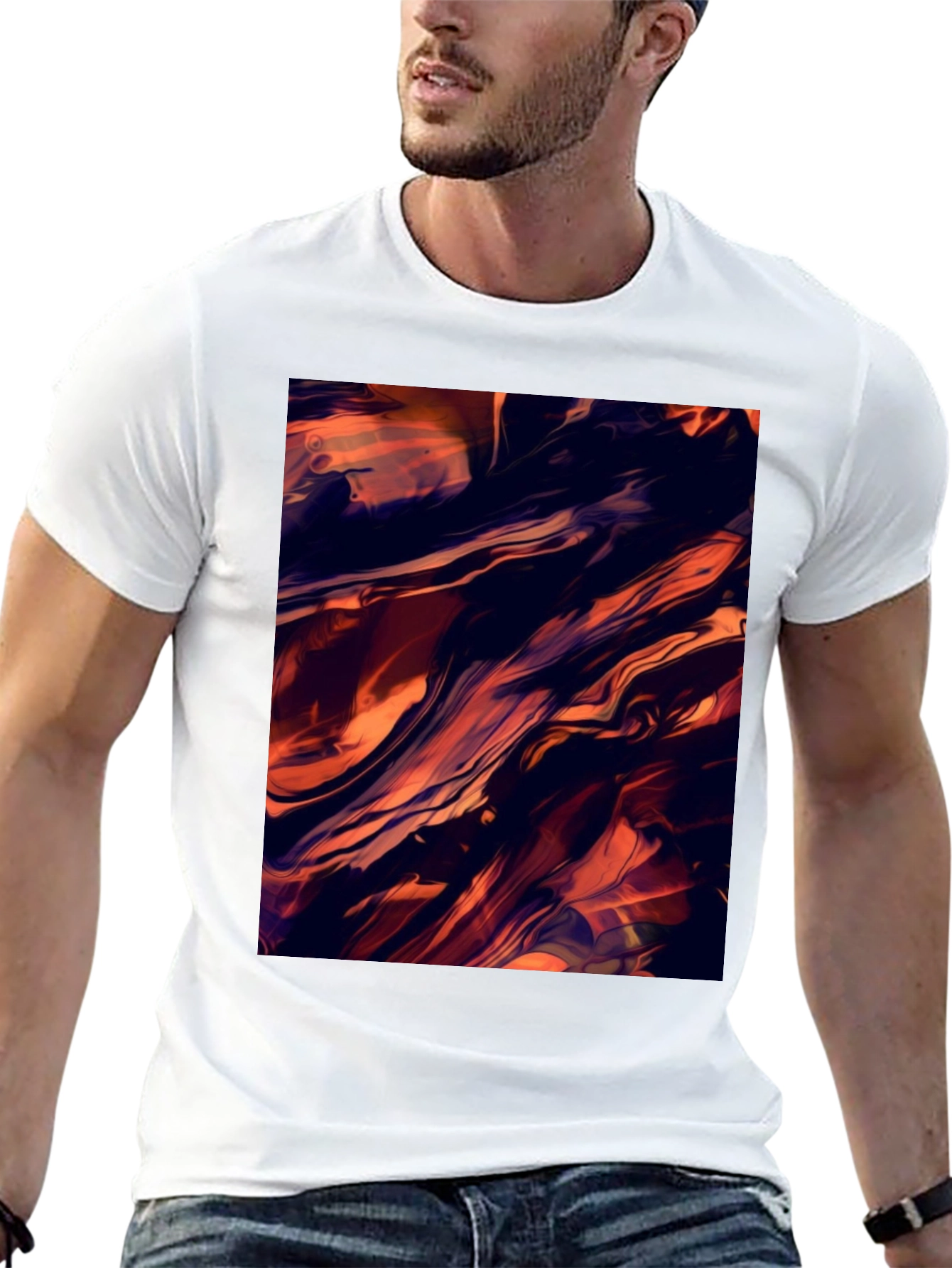 Abstract Swirl Graphic Black T-Shirt