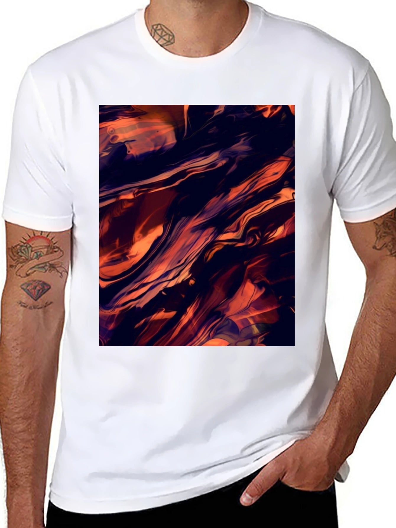 Abstract Swirl Graphic Black T-Shirt